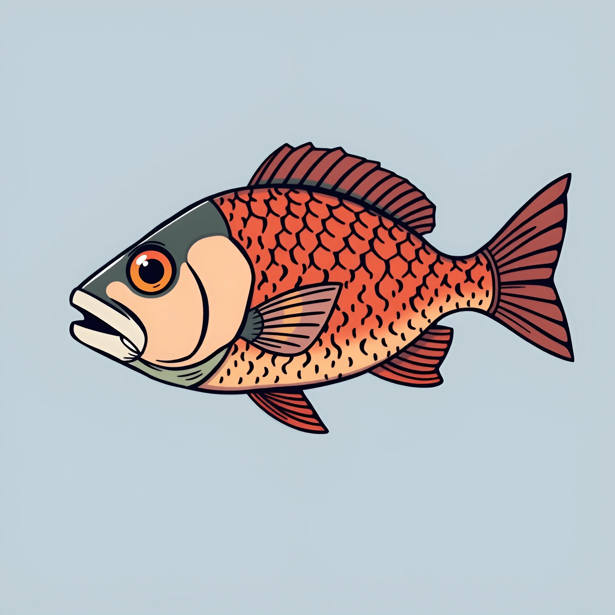 Illustration of Red Scaled Fish - Free Download - AI Scribbles