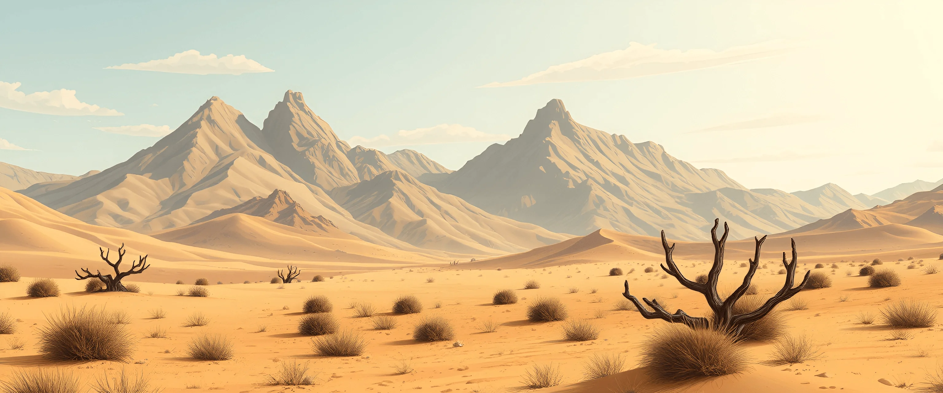 Desert Description Arid Desert Landscape With Sparse Vegetation And Mountain Range - Free ...