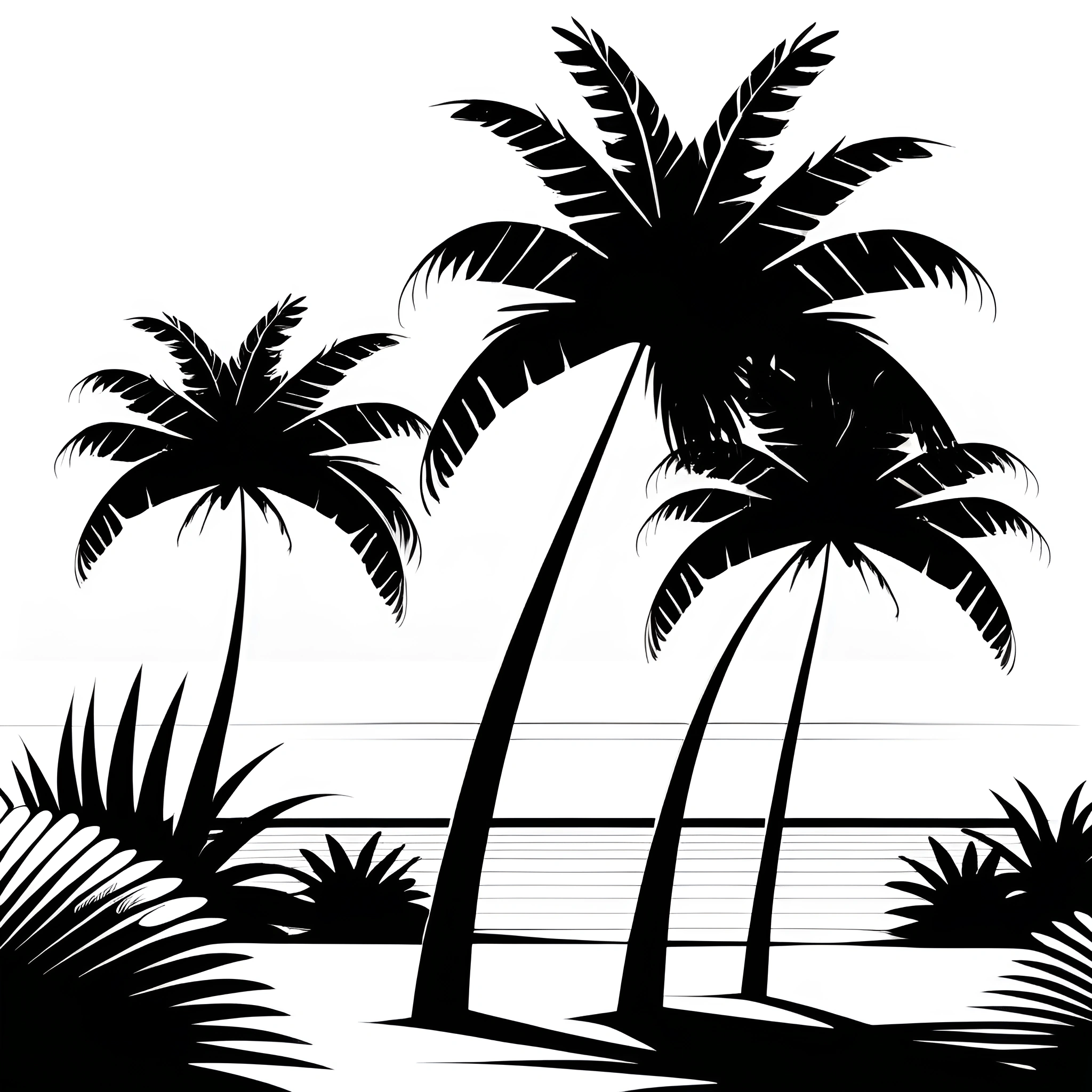 Tropical Palm Trees Silhouette - Free Download - AI Scribbles