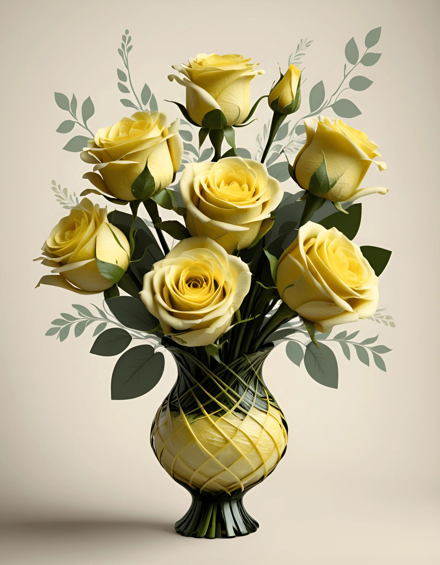 Yellow Roses Ina Vase Yellow Roses Arrangement - Free Download - AI Scribbles