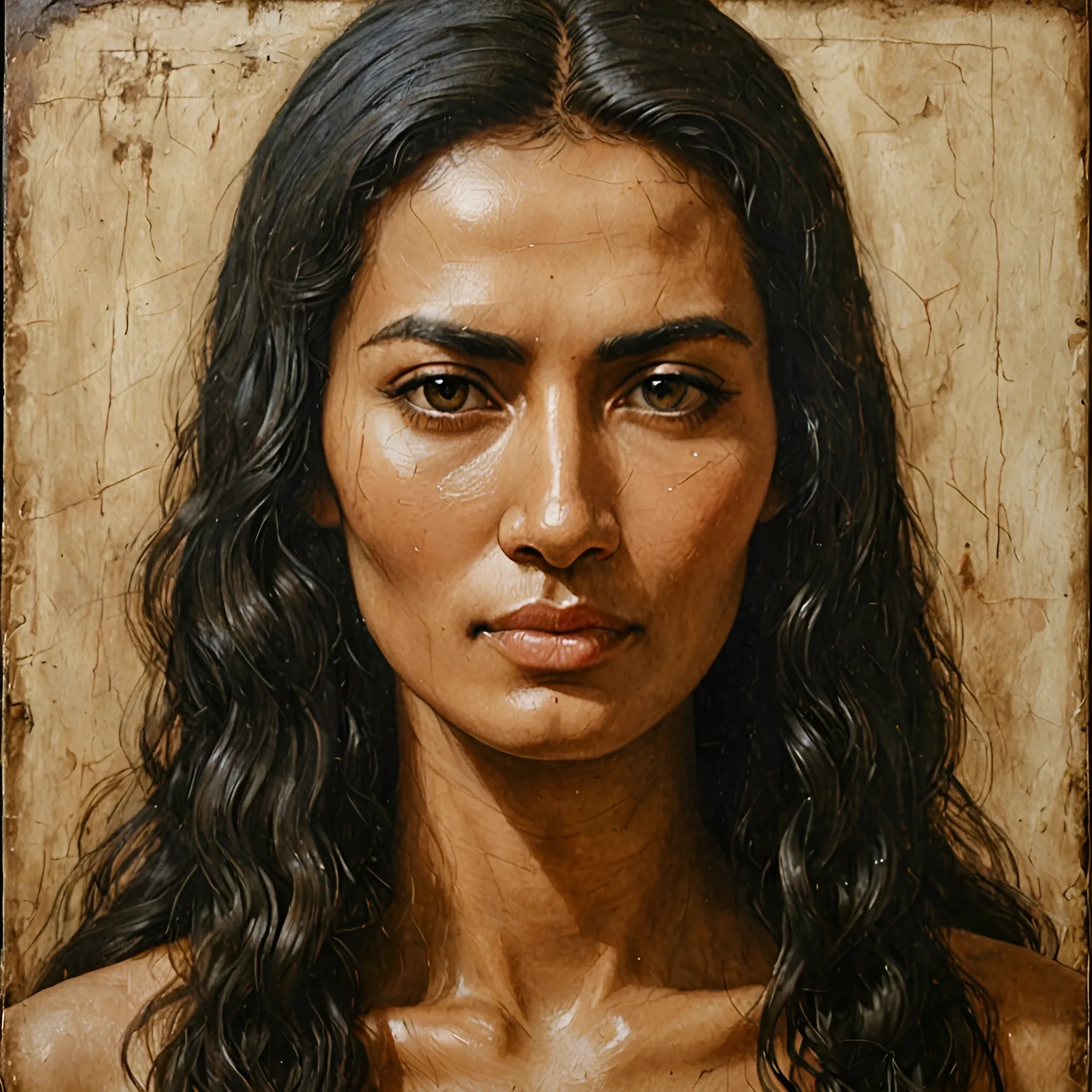 Realistic Portrait of a Woman with Long Dark Hair - Free Download - AI ...