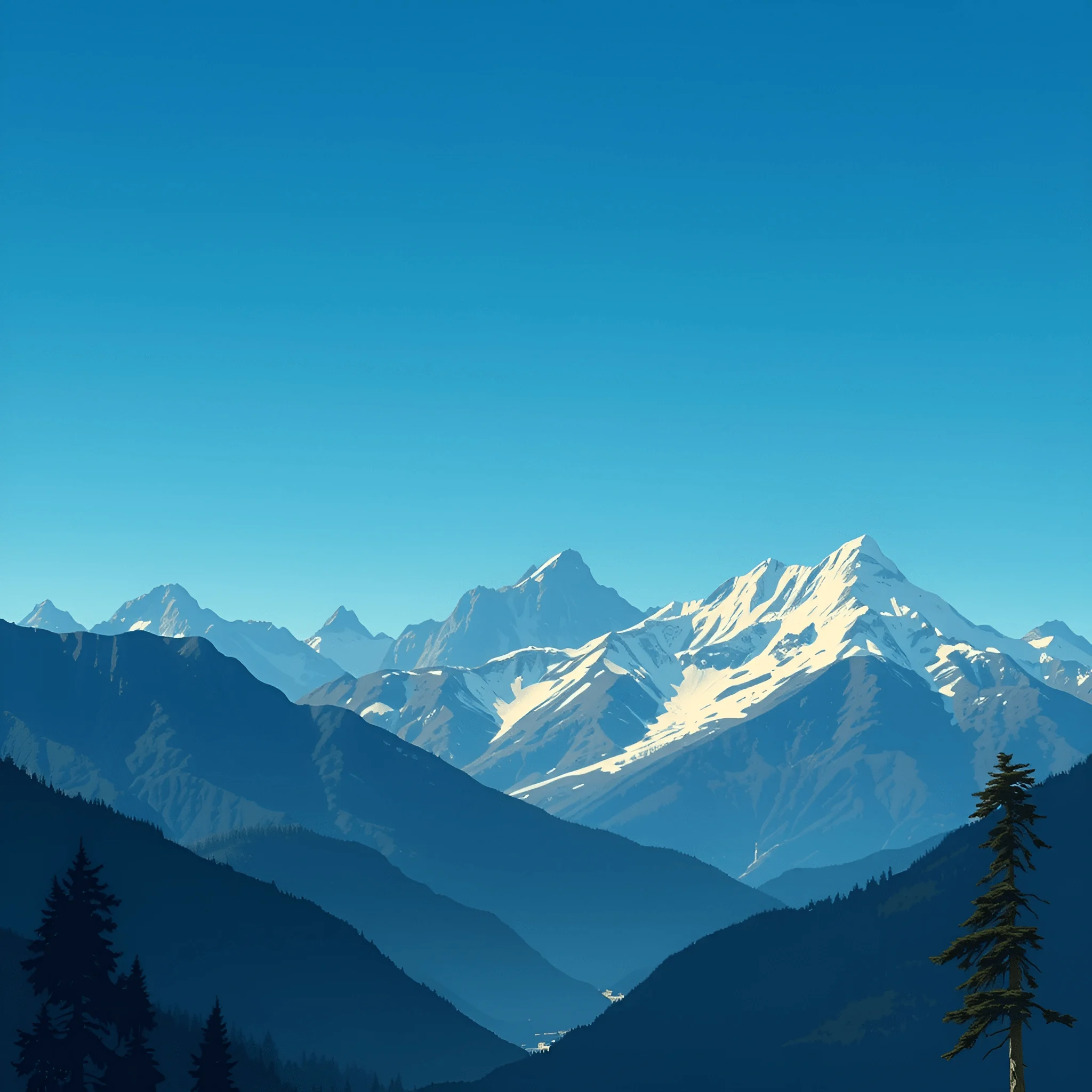 Snow-Capped Mountain Range Under Clear Blue Sky - Free Download - AI ...
