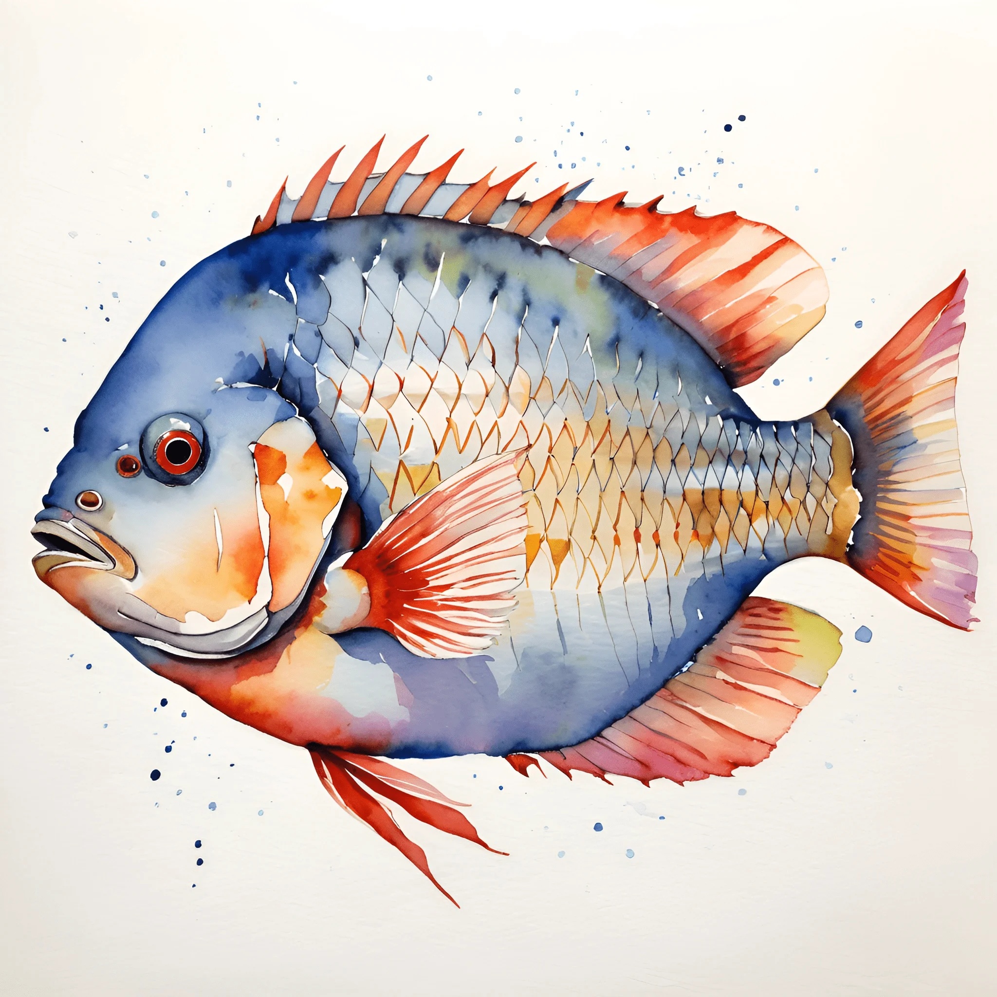 Vibrant Watercolor Fish Illustration - Free Download - AI Scribbles
