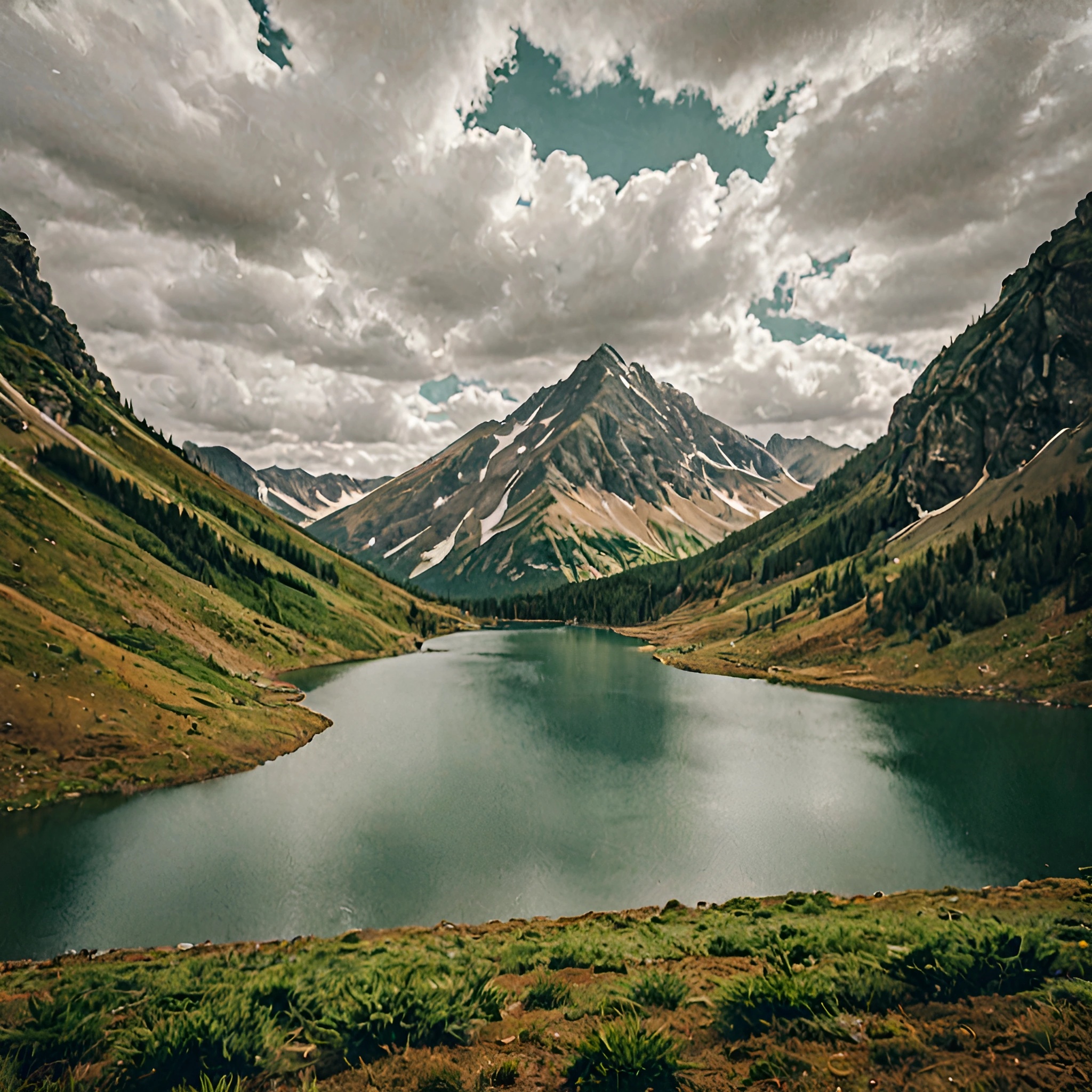 Serene Mountain Landscape with Lake - Free Download - AI Scribbles