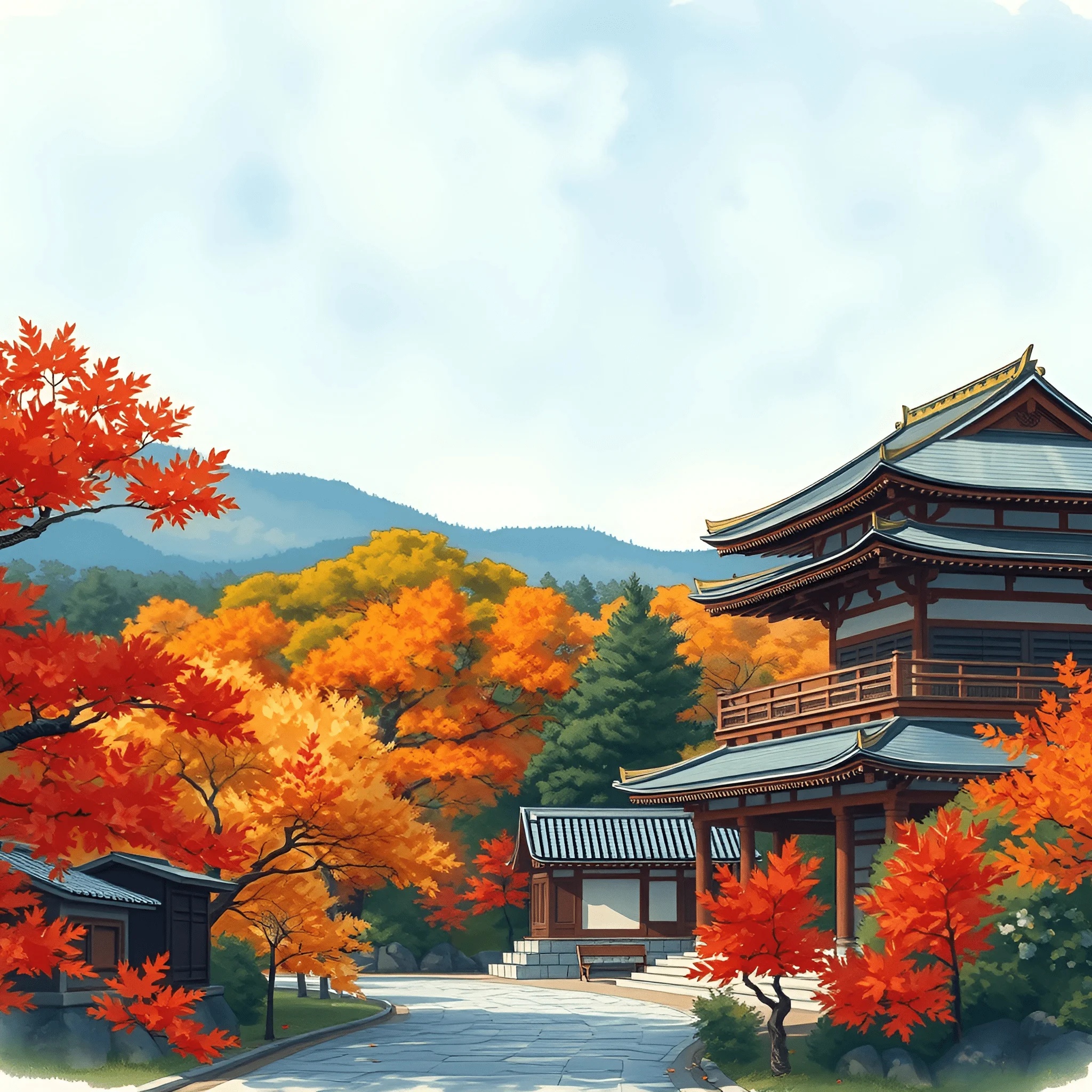 Traditional Japanese Temple Amid Autumn Foliage - Free Download - AI ...