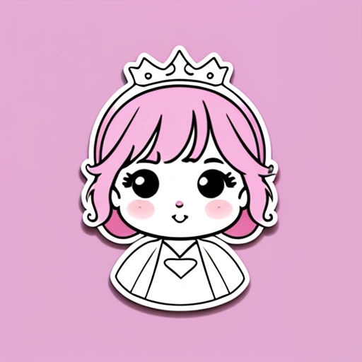 a close up of a cartoon girl with pink hair and a crown