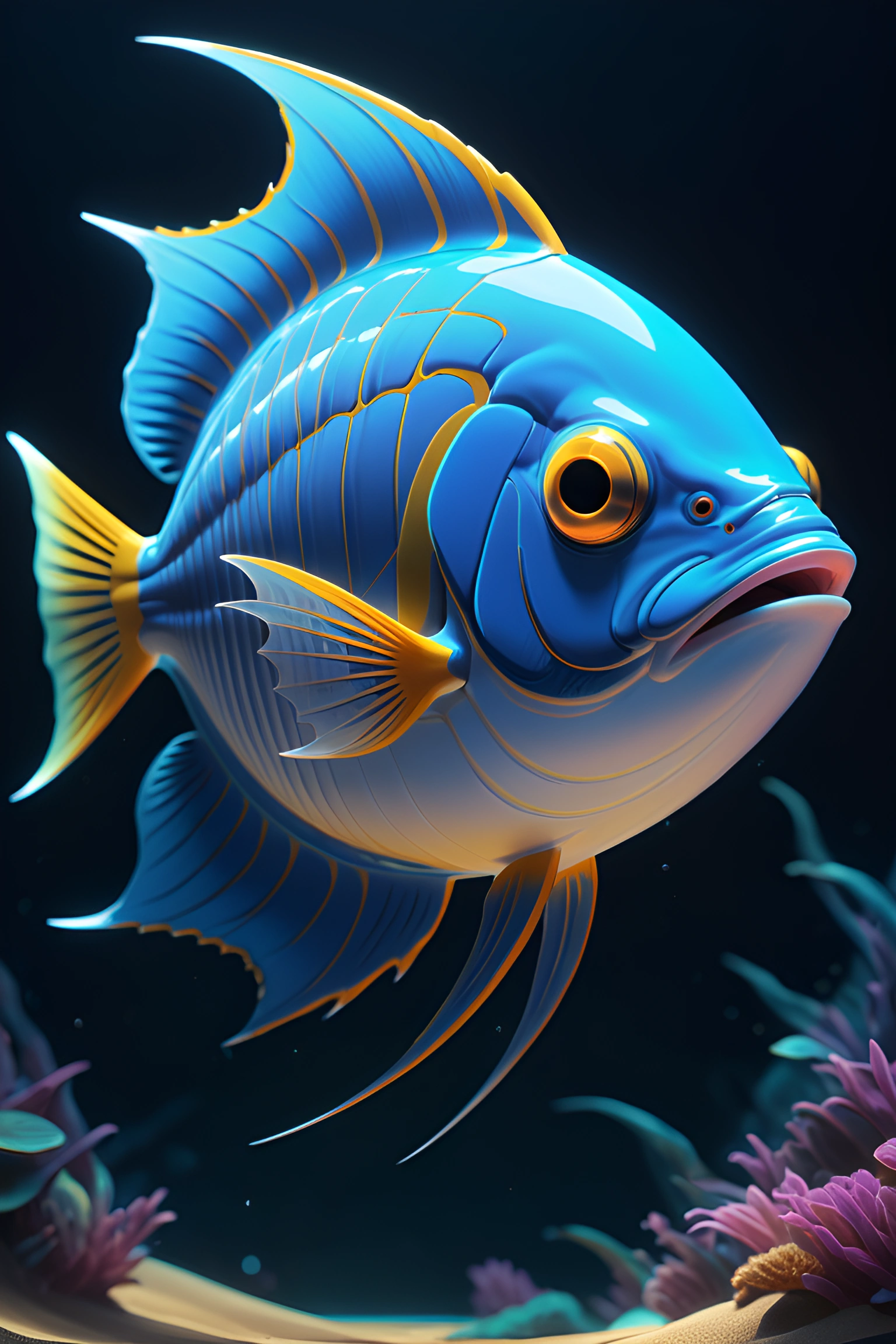Vibrant Digital Artwork of a Tropical Fish - Free Download - AI Scribbles