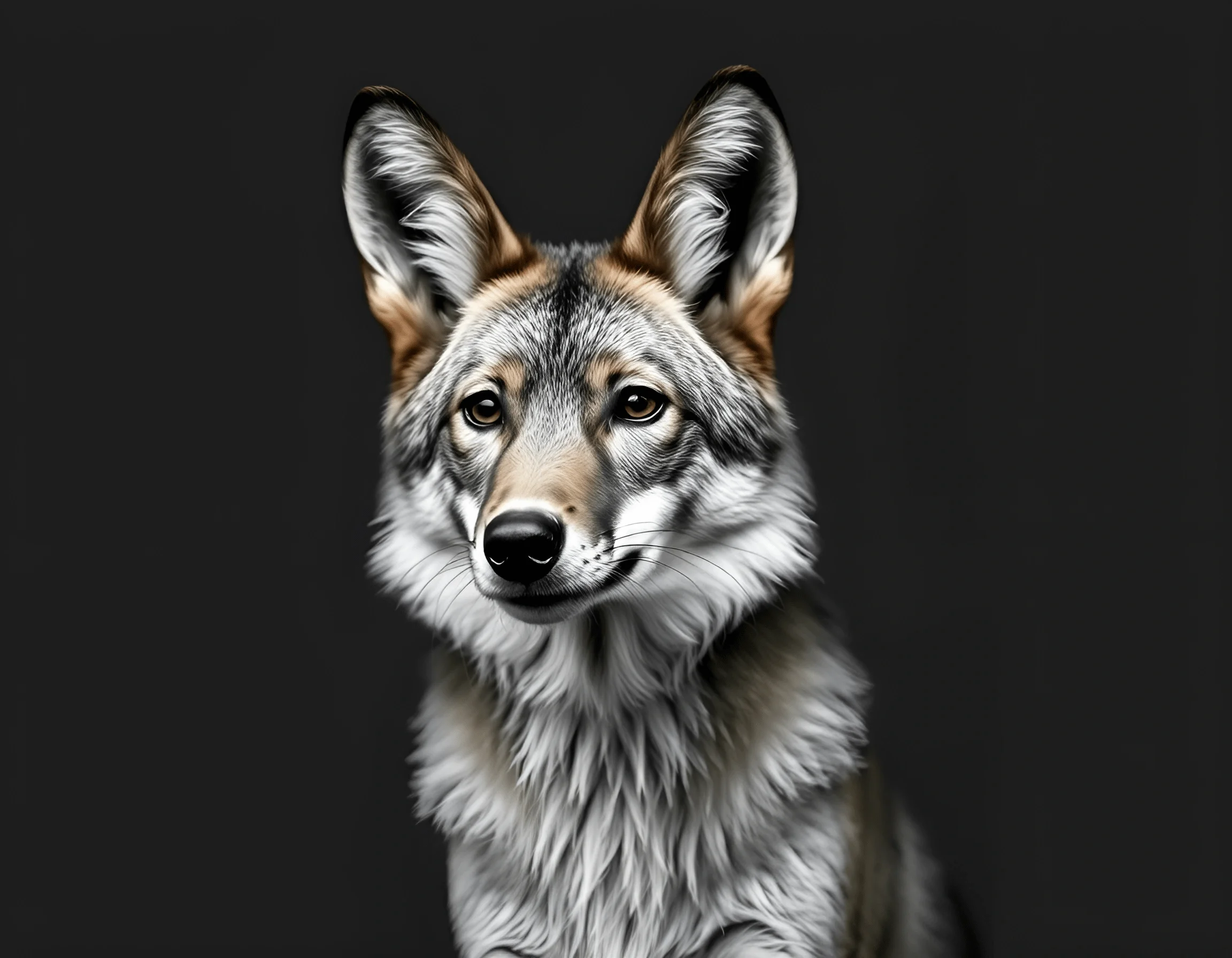 Wolf Portrait Against Dark Background - Free Download - AI Scribbles