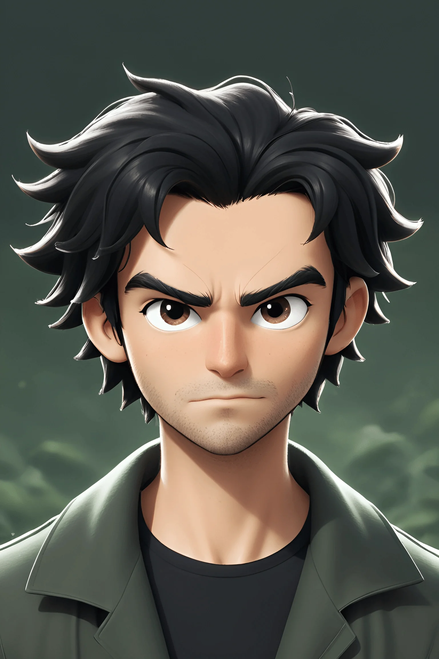 Animated Male Character with Dark Hair - Free Download - AI Scribbles