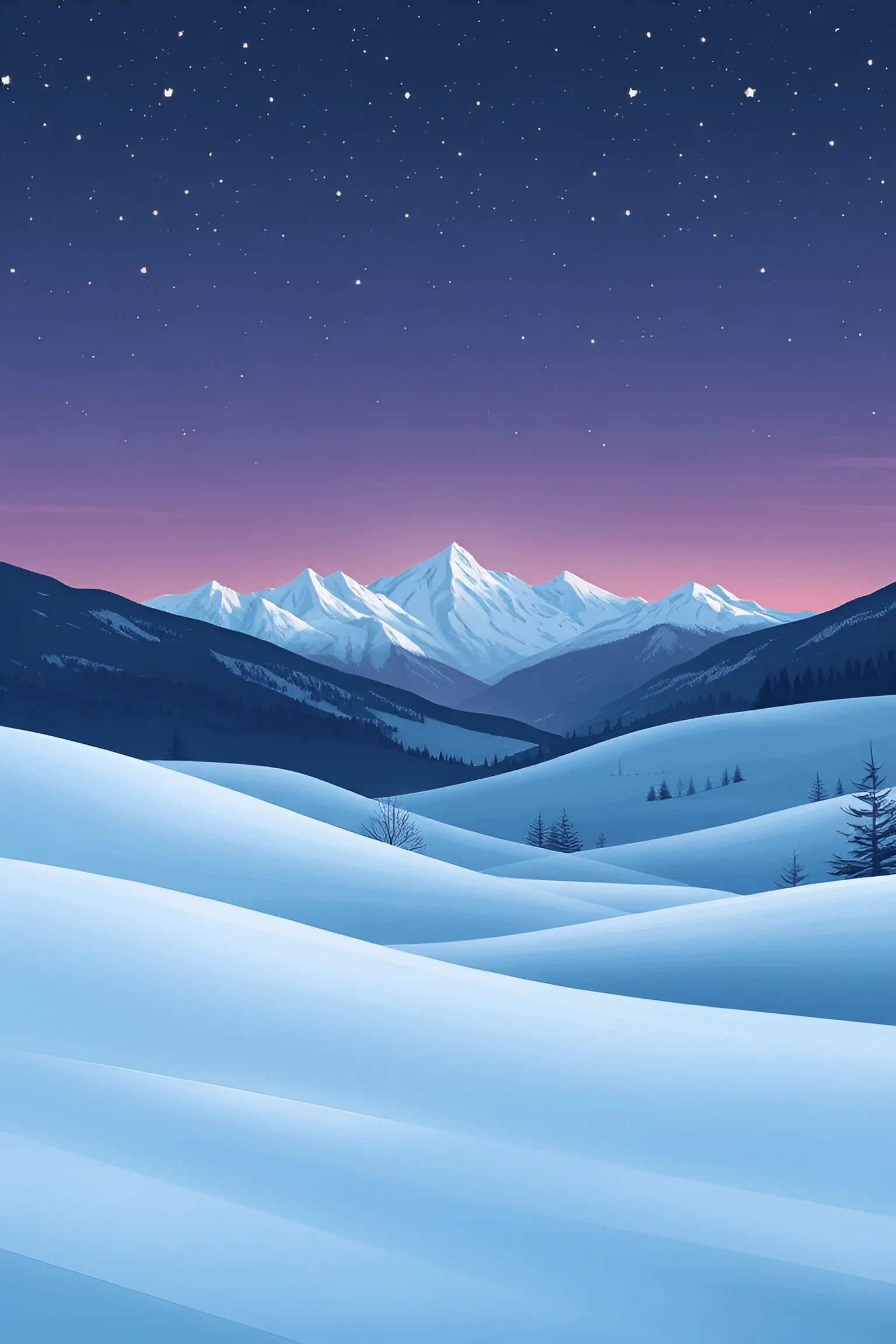 Snow-Covered Mountains Under Starry Night Sky - Free Download - AI ...