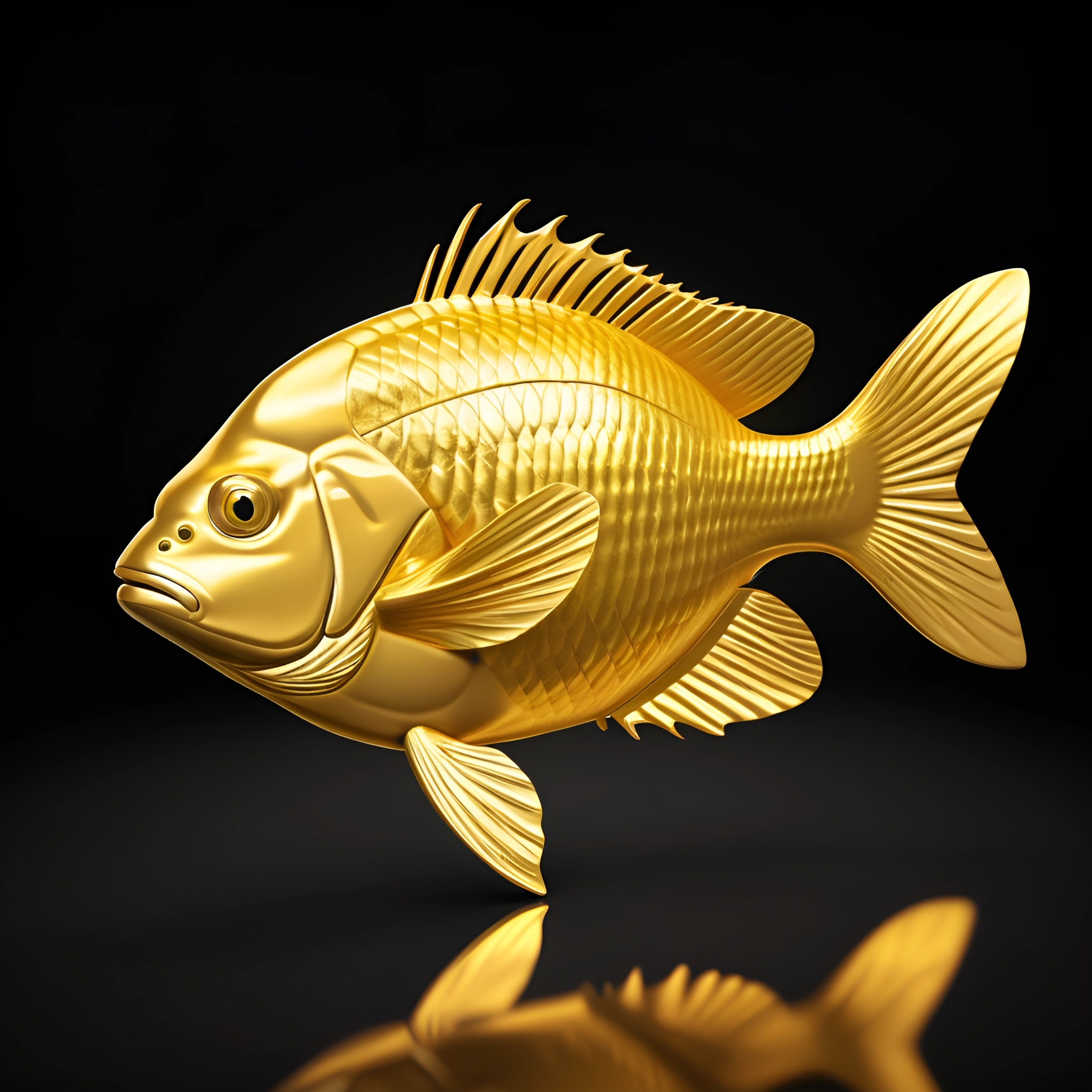 Golden Fish Sculpture - Free Download - AI Scribbles