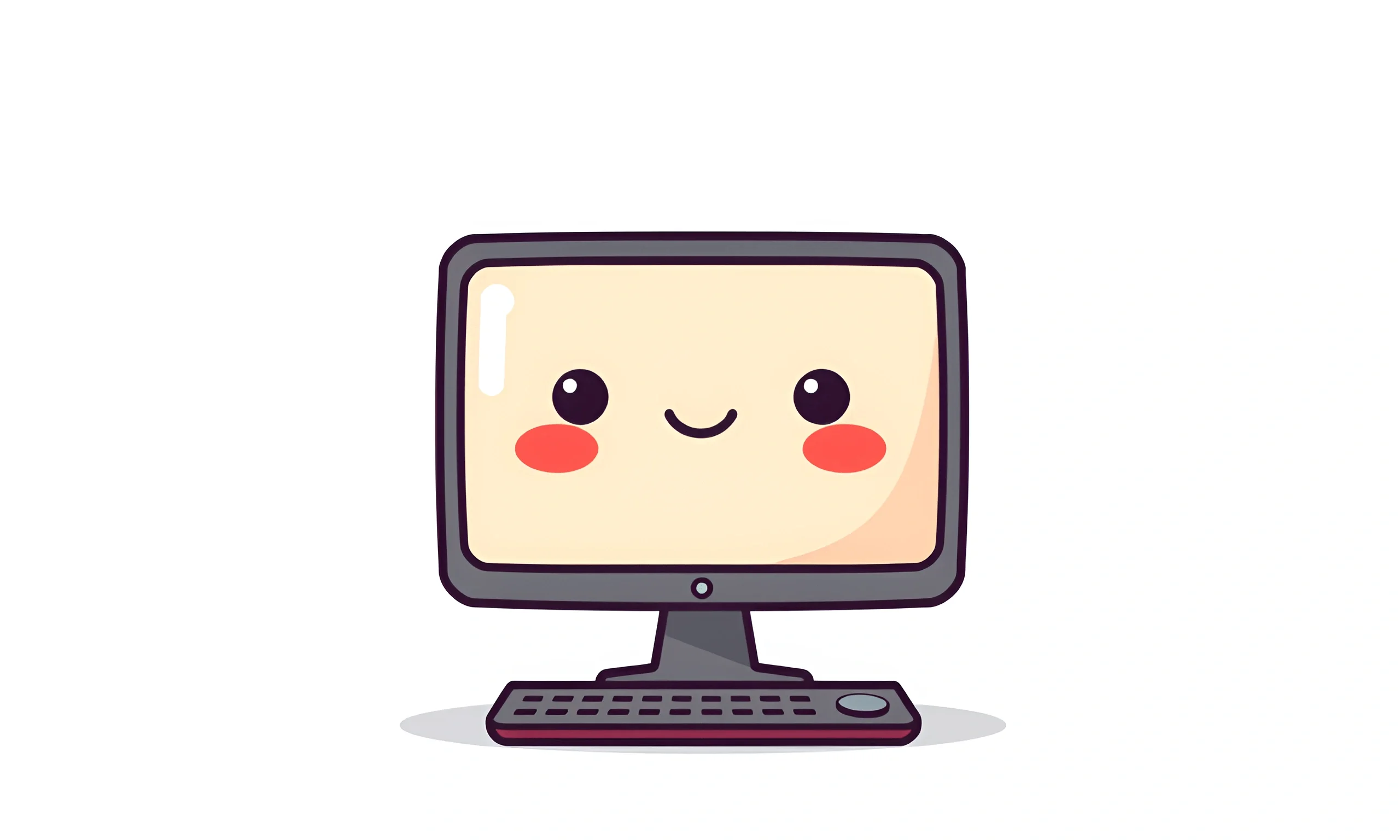Computer Monitor Kawaii Kawaii Cartoon Computer Monitor with Keyboard - Free Download - AI ...