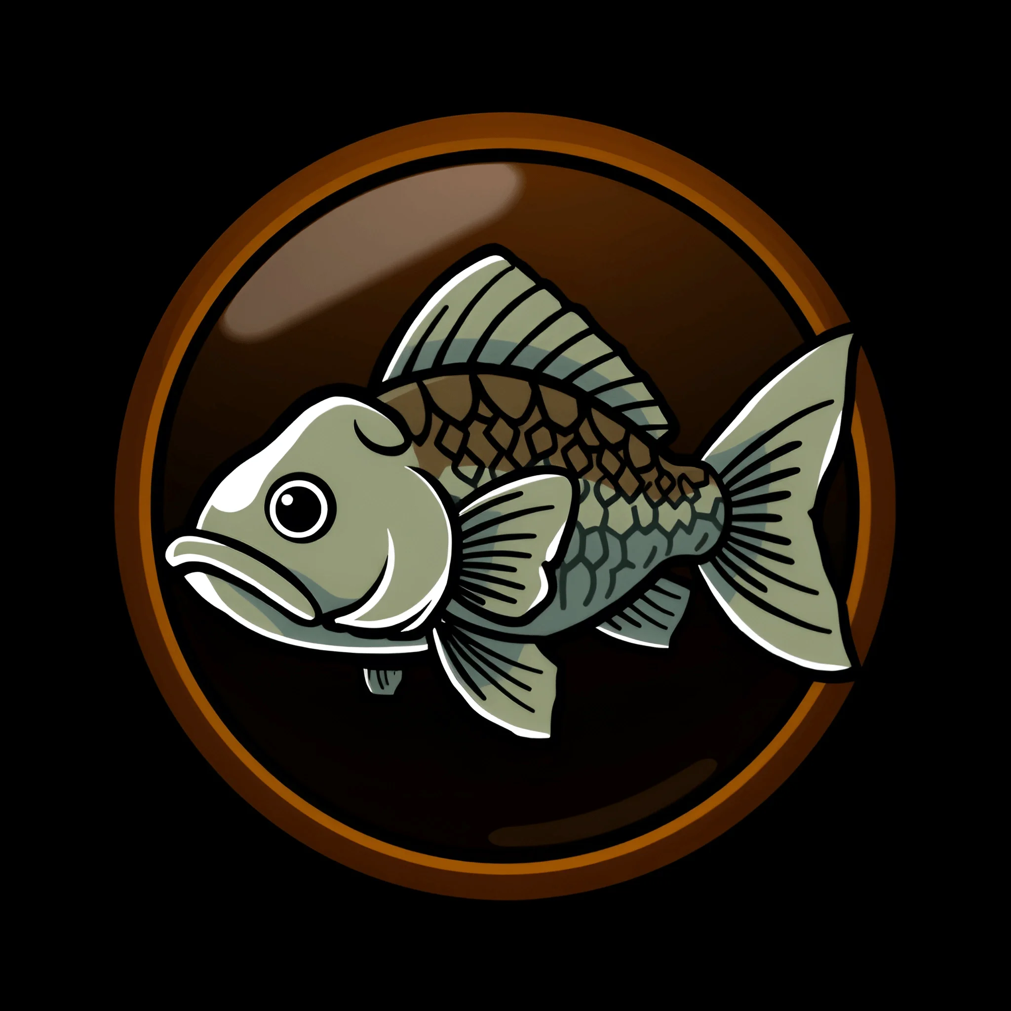 Cartoon Fish Icon With Brown Circle Background - Free Download - AI ...