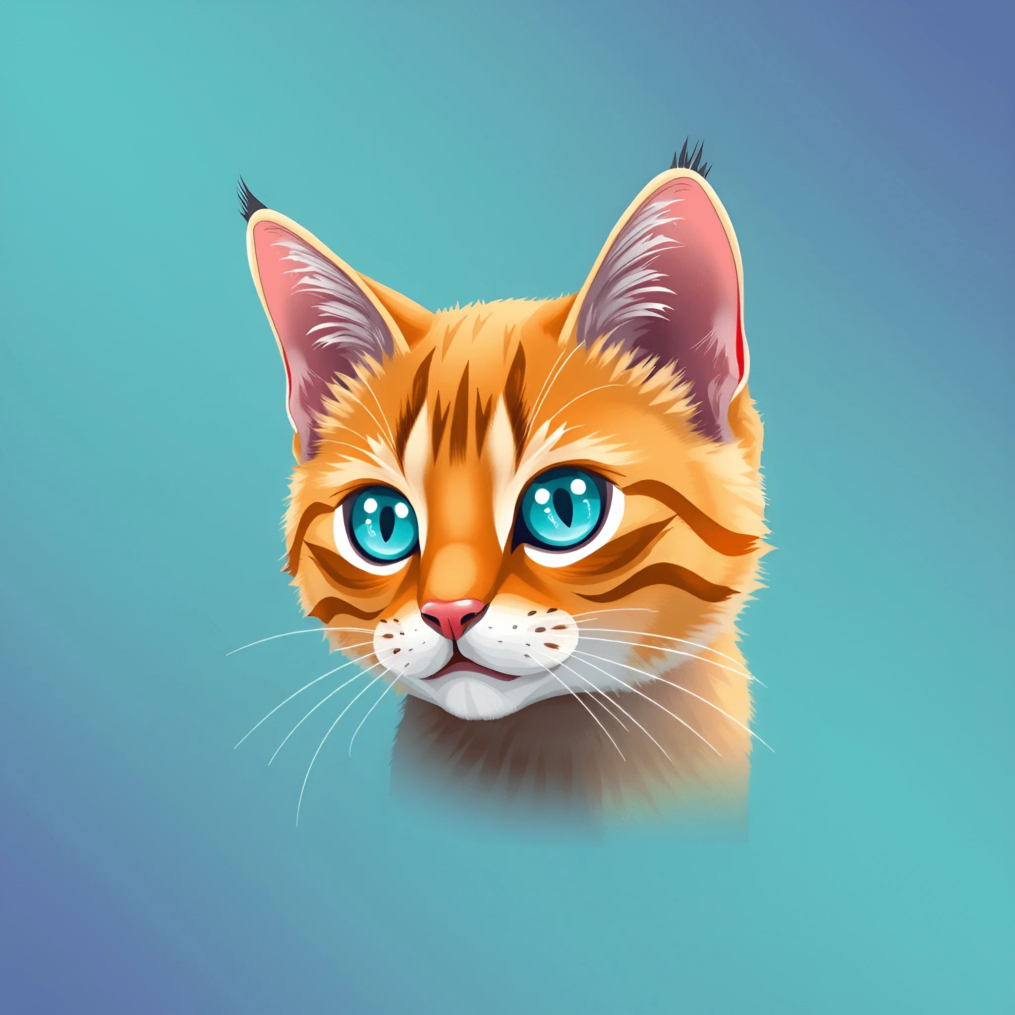 Digital Illustration of Orange Tabby Cat Head - Free Download - AI ...