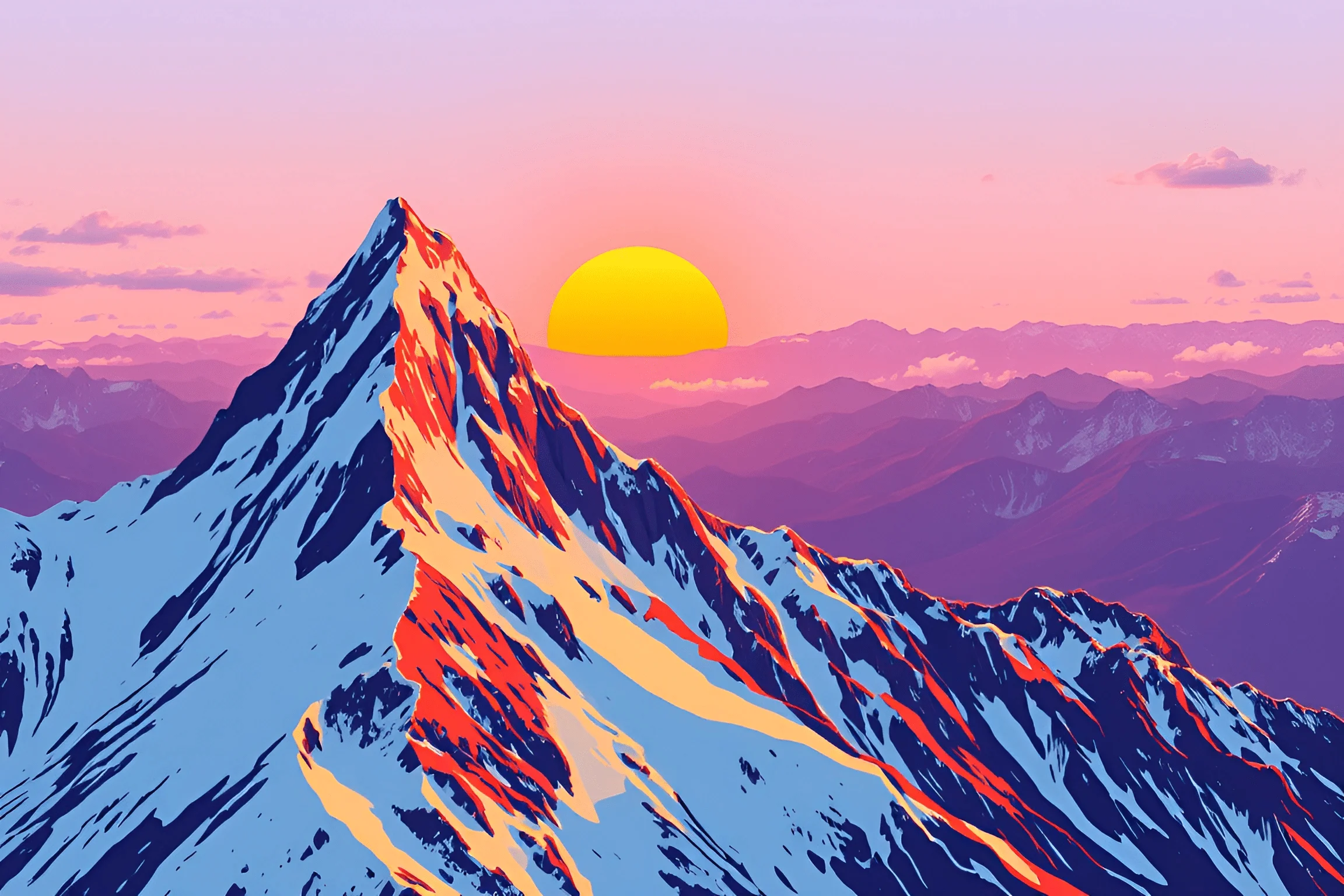 Mountain Peak at Sunset with Colorful Sky - Free Download - AI Scribbles