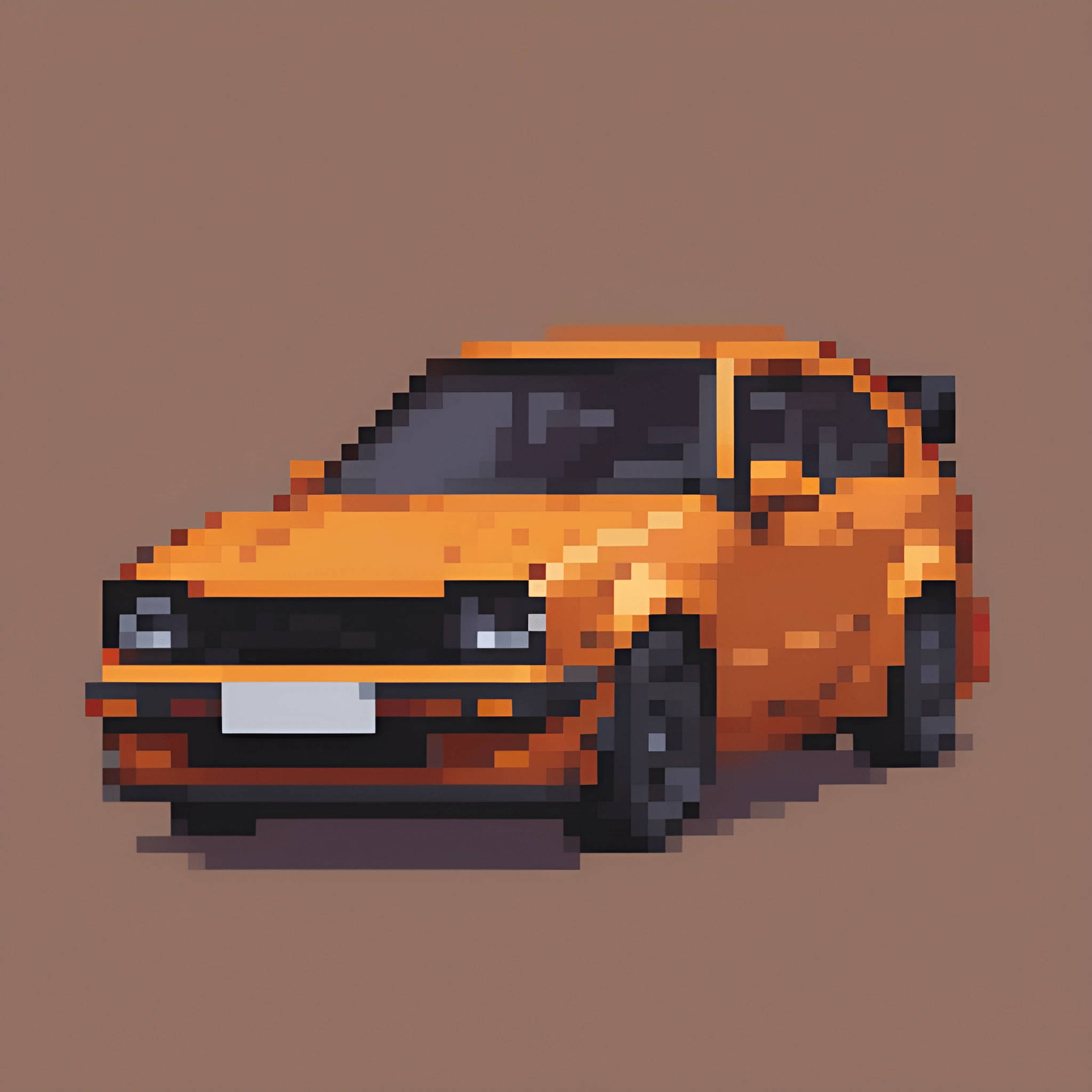 Retro Orange Sports Car Pixel Art - Free Download - AI Scribbles