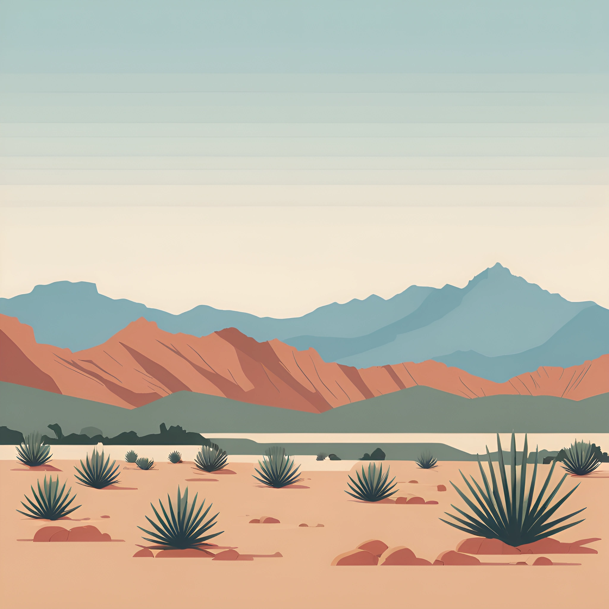 Desert Landscape with Mountains - Free Download - AI Scribbles