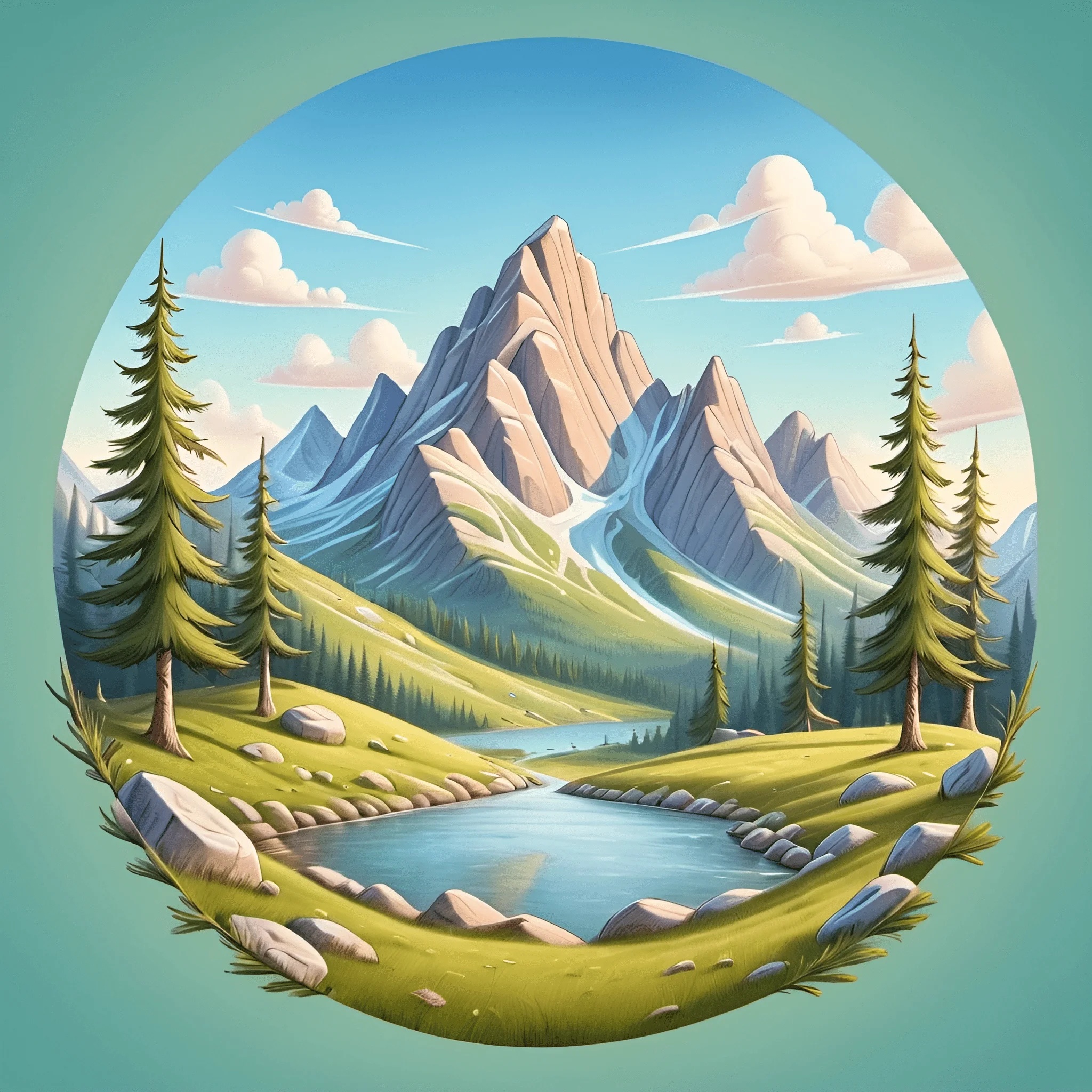 Mountain Landscape with River - Free Download - AI Scribbles