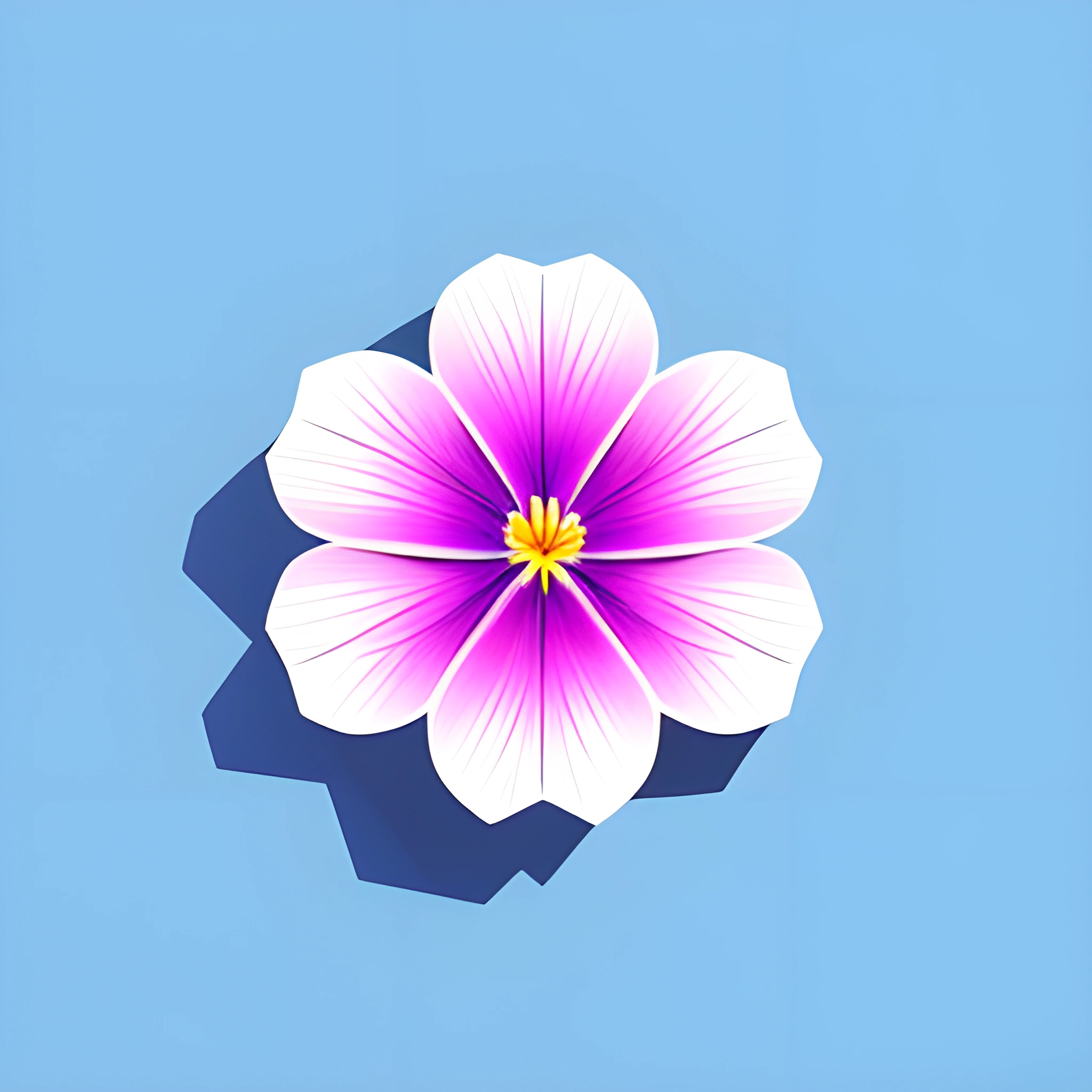 purple flower on a blue background with a shadow