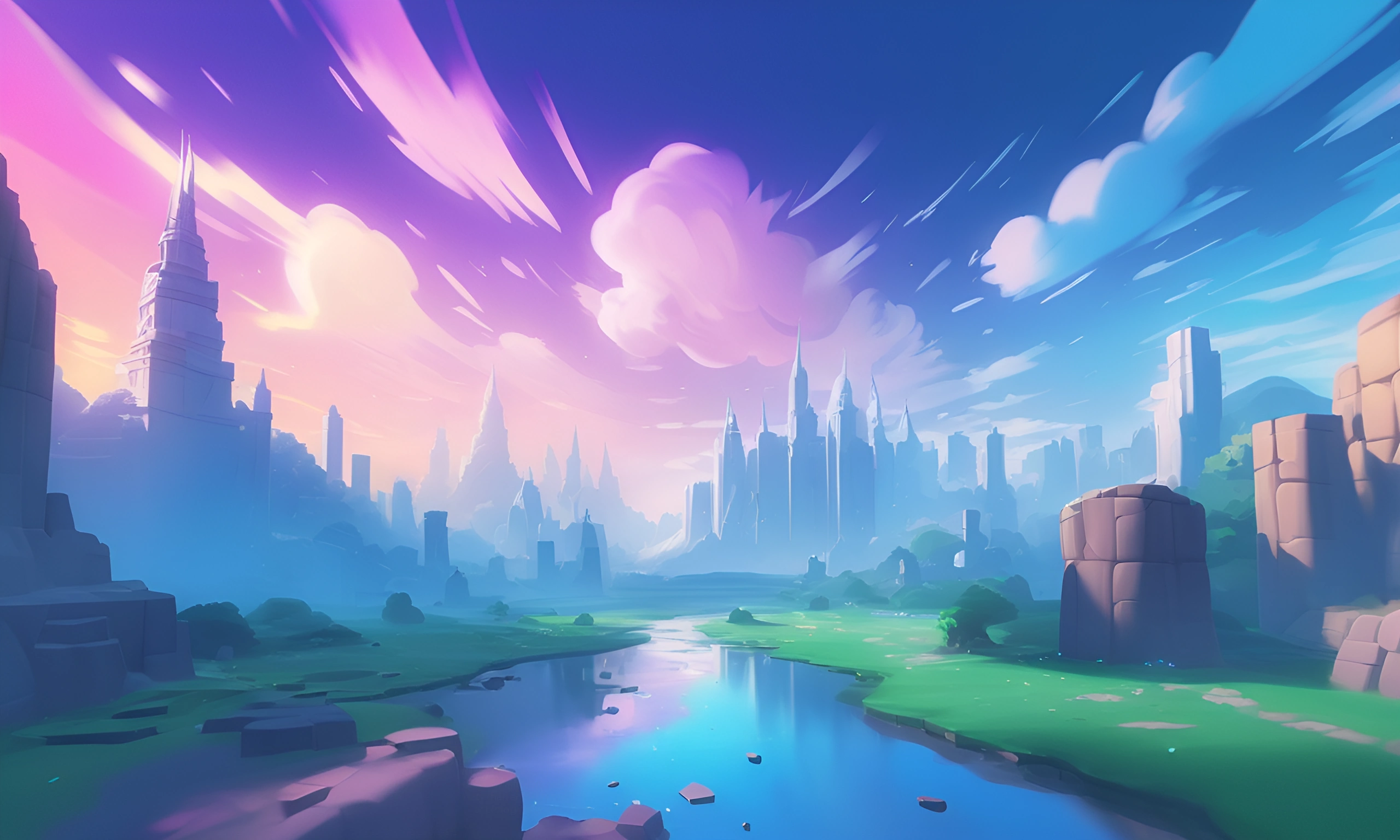 Majestic Fantasy Landscape at Dusk - Free Download - AI Scribbles