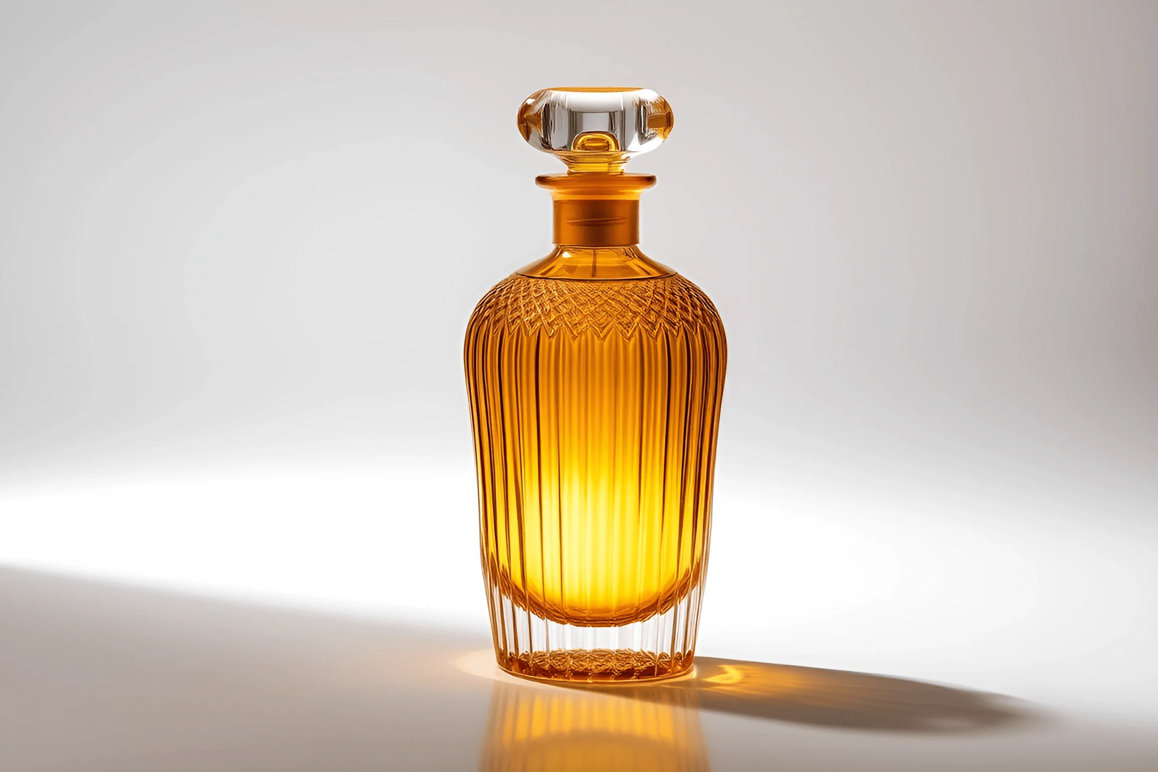 Amber Glass Bottle with Crystal Stopper - Free Download - AI Scribbles