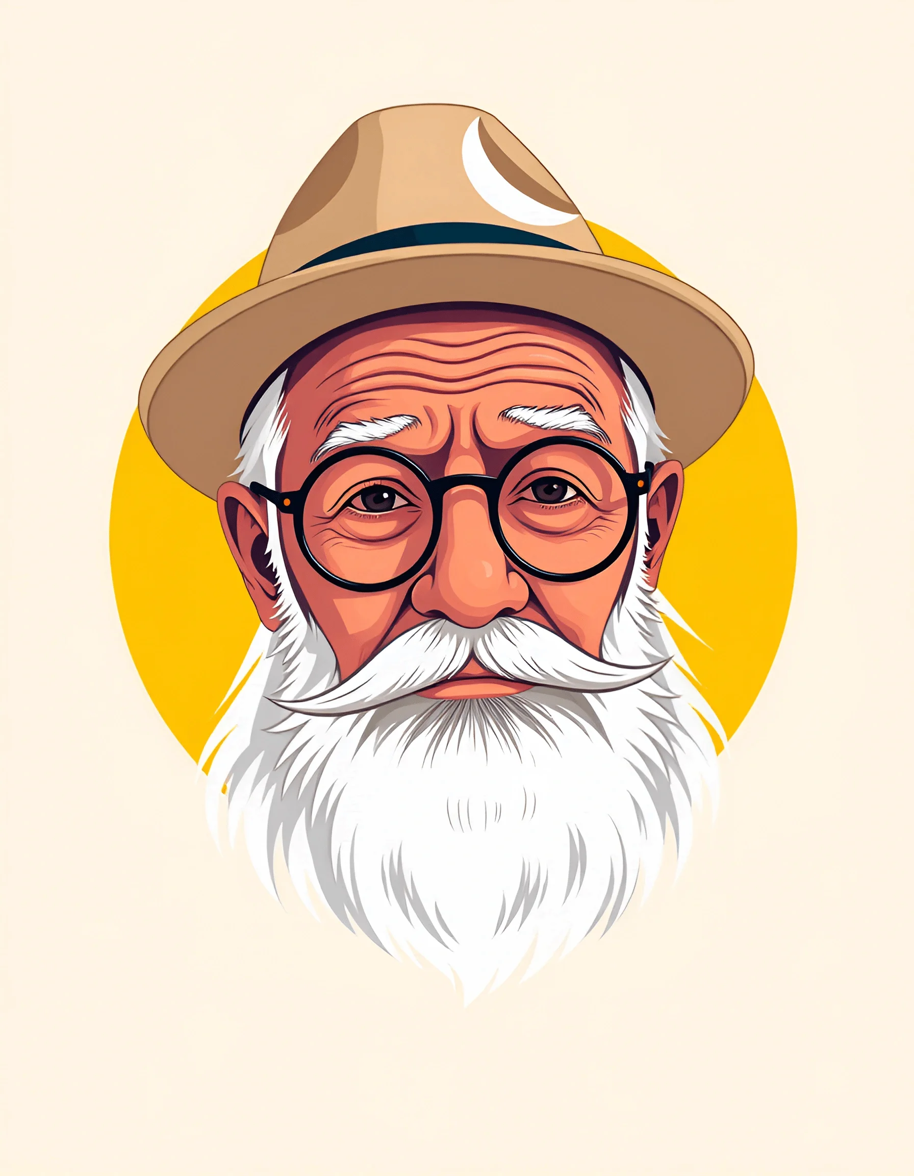 Digital Portrait of Elderly Man with Beard and Hat - Free Download - AI ...