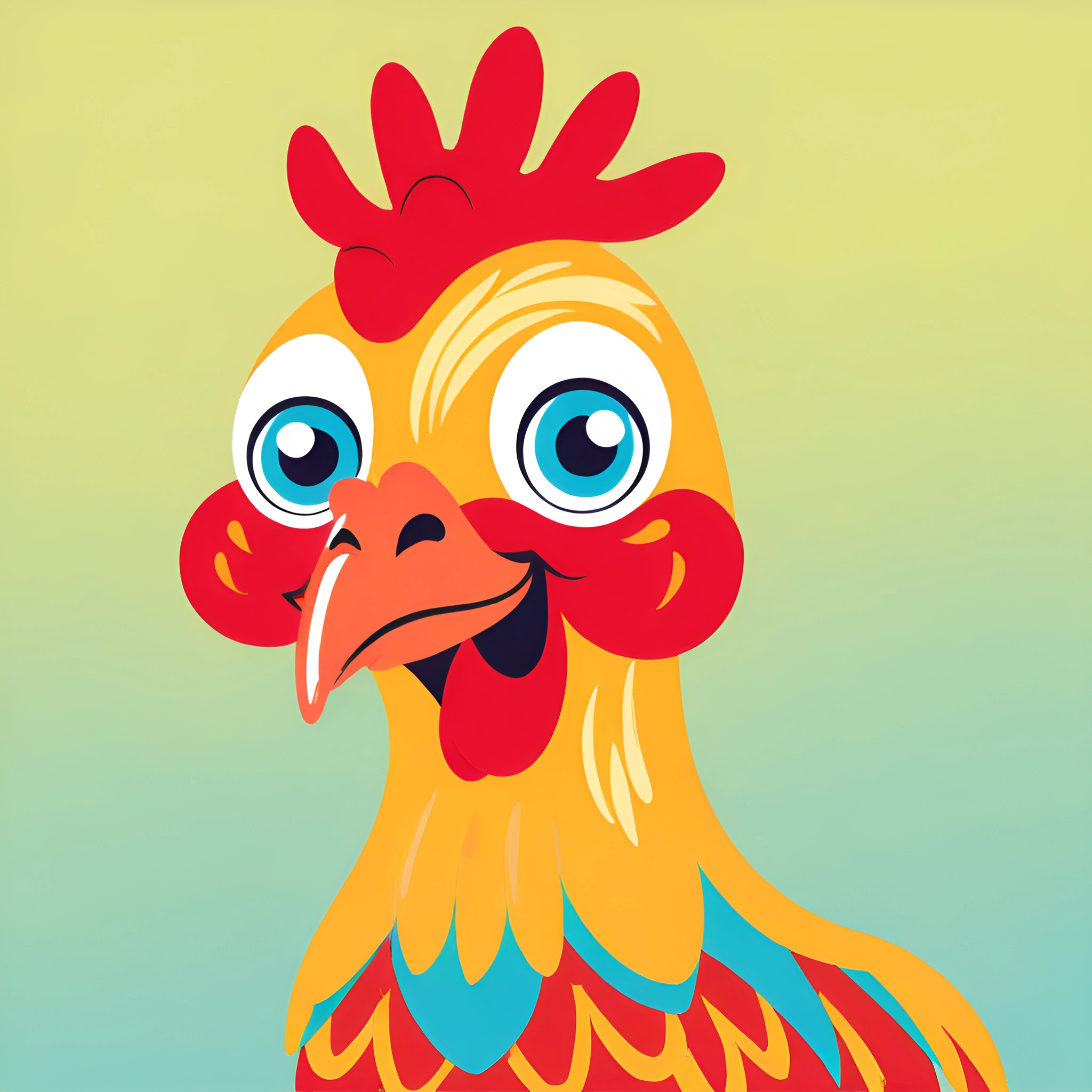 Colorful Cartoon Chicken Character - Free Download - AI Scribbles