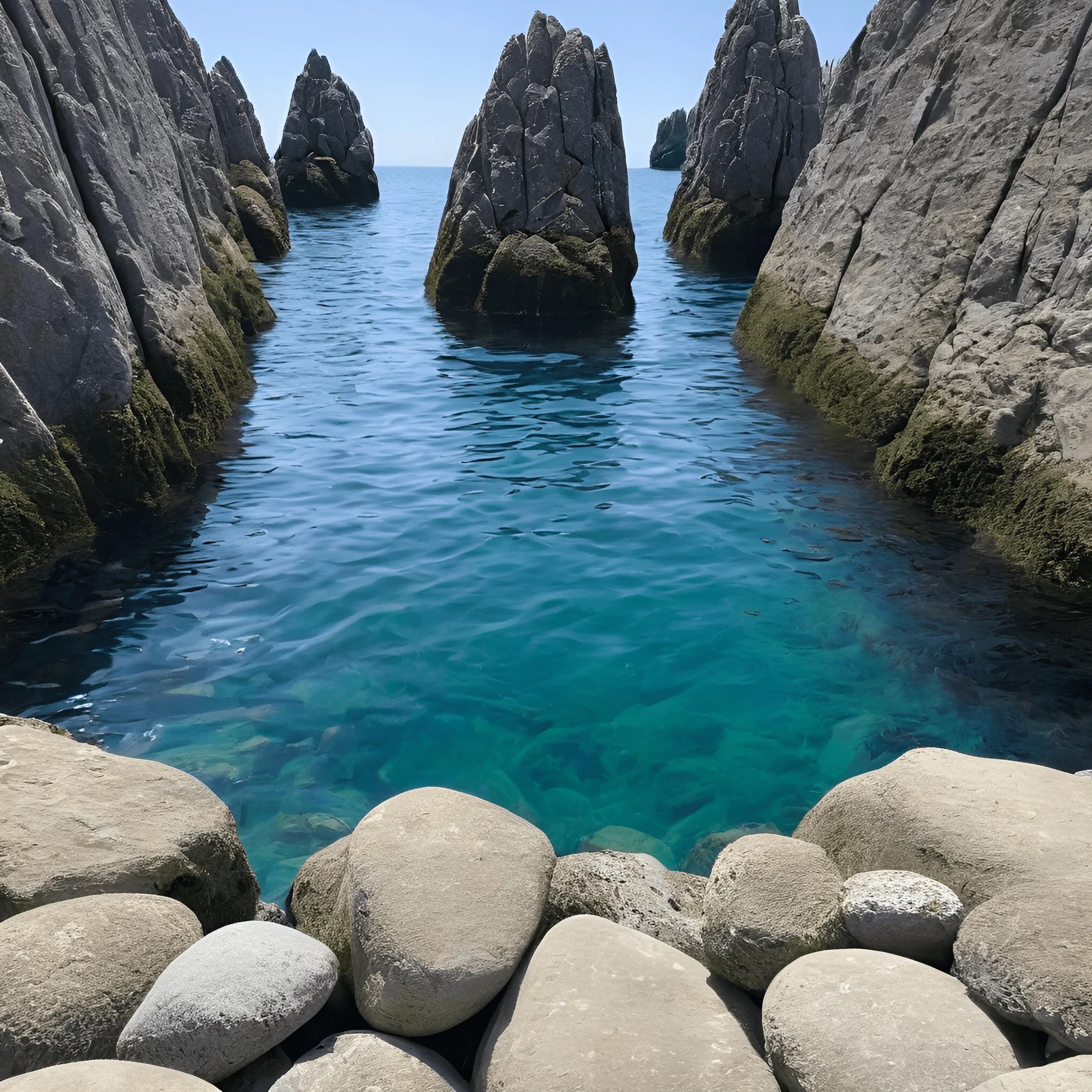 Secluded Coastal Inlet with Rock Formations - Free Download - AI Scribbles