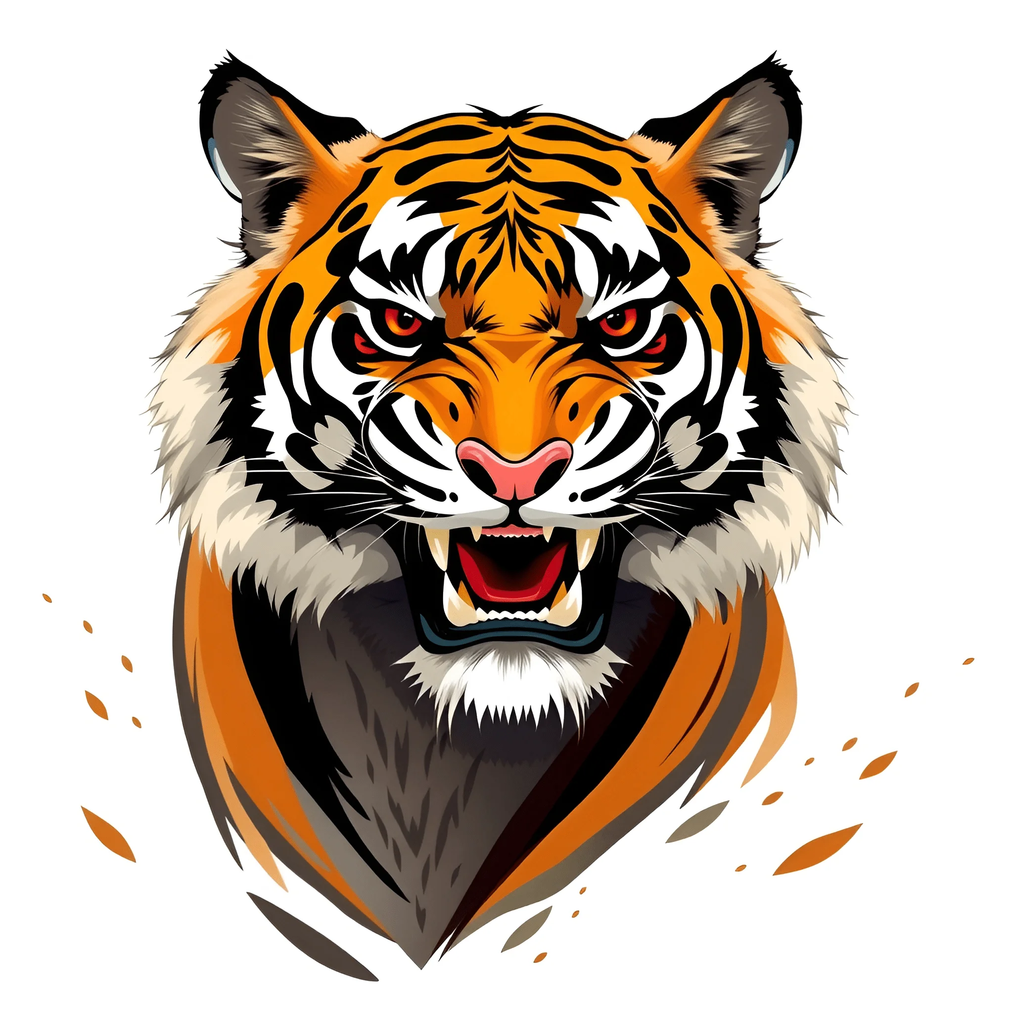 Aggressive Tiger Head Illustration - Free Download - AI Scribbles