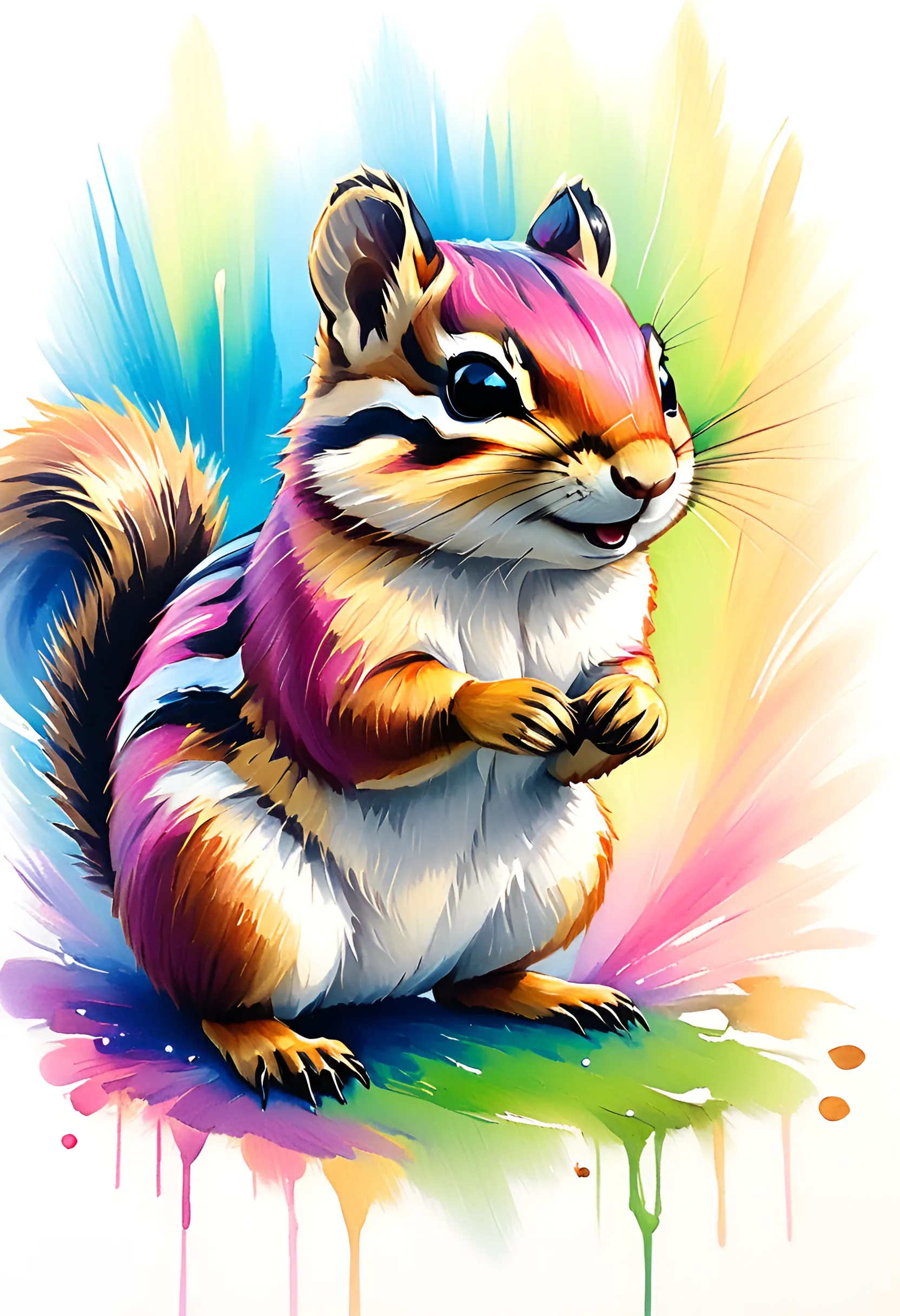 Colorful Chipmunk Illustration - Free Download - AI Scribbles