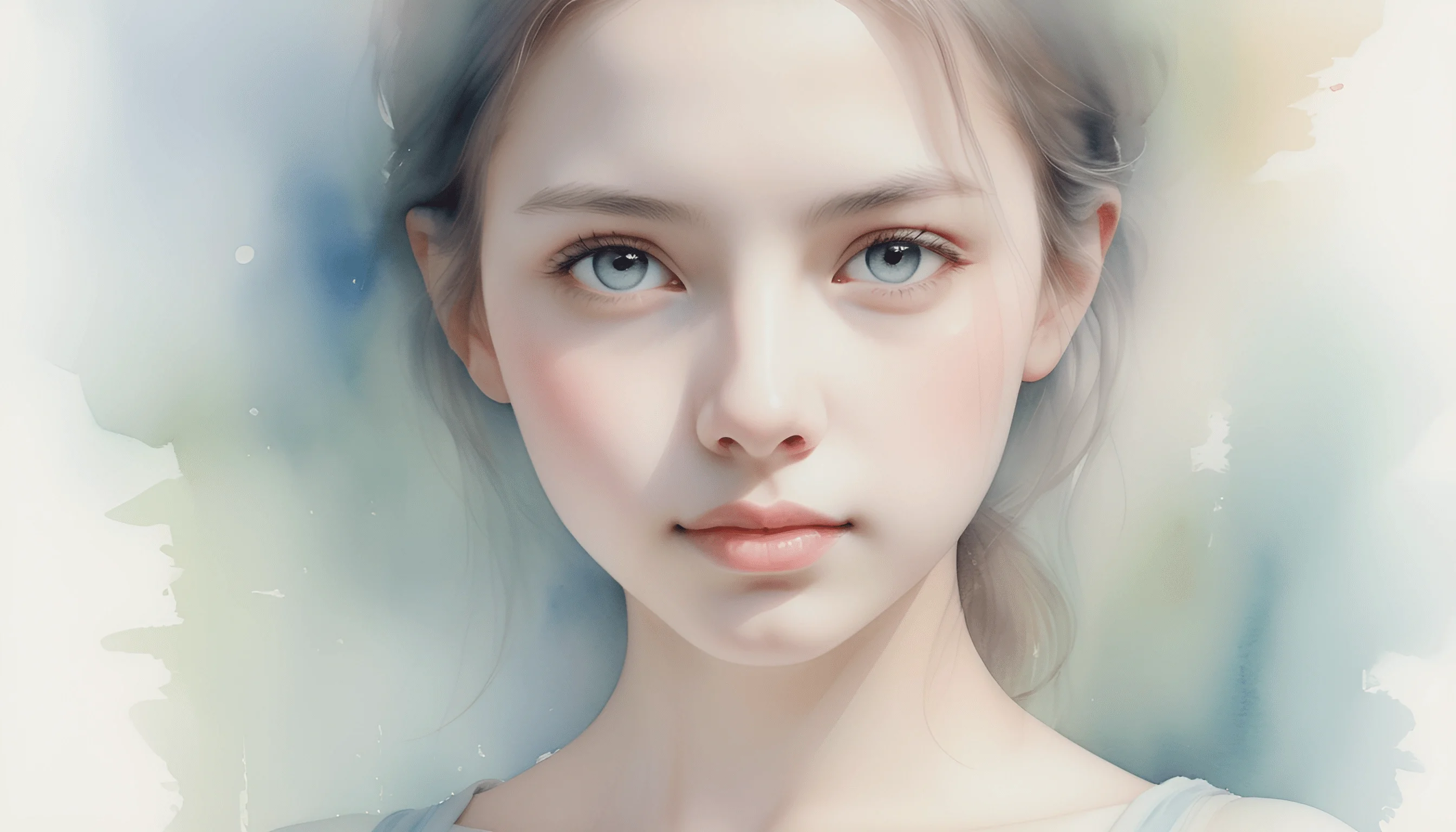 Dreamy Watercolor Portrait of a Young Woman - Free Download - AI Scribbles