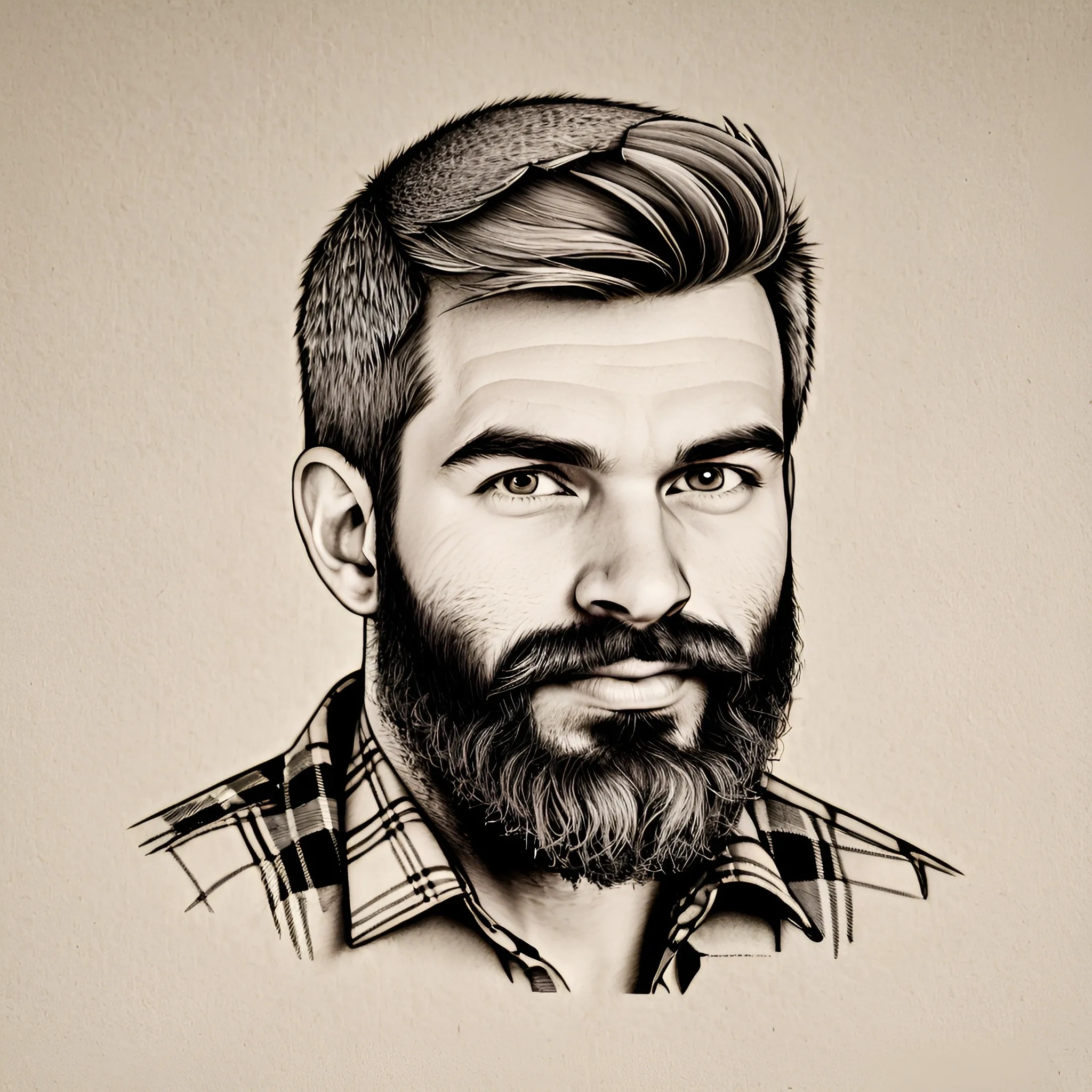 Stylized Male Portrait With Beard - Free Download - AI Scribbles