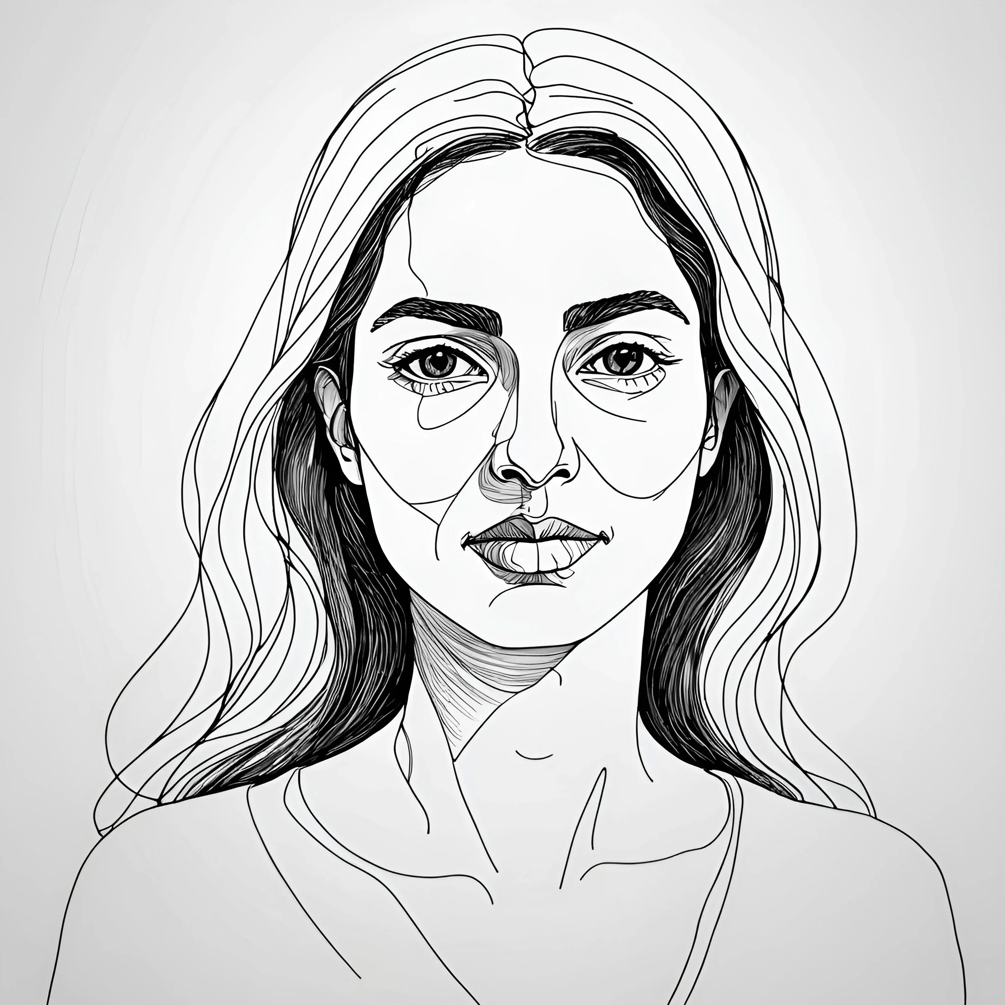 Protrait Line Portrait Line Drawing of a Woman - Free Download - AI Scribbles