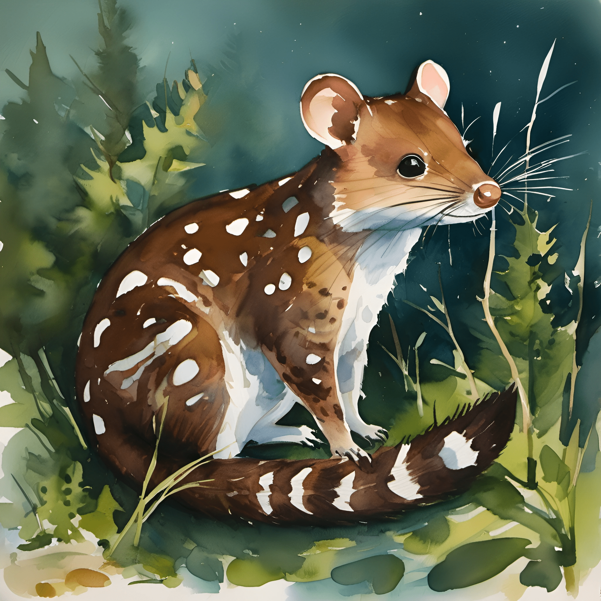 Watercolor Painting of a Quoll - Free Download - AI Scribbles