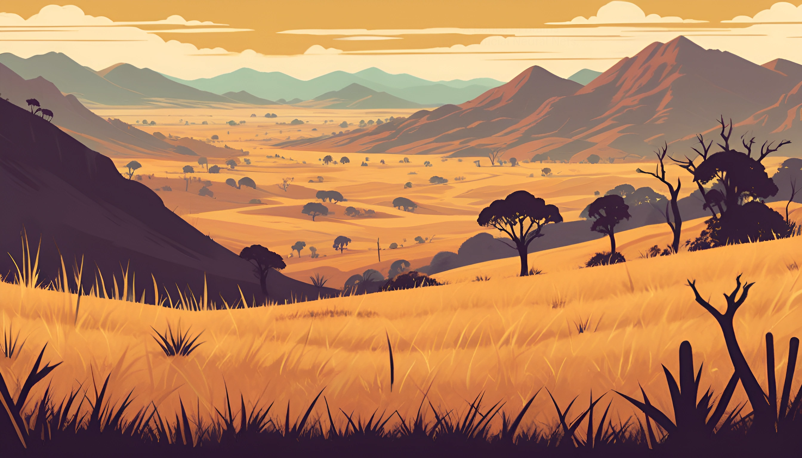 Vibrant African Landscape at Dusk - Free Download - AI Scribbles