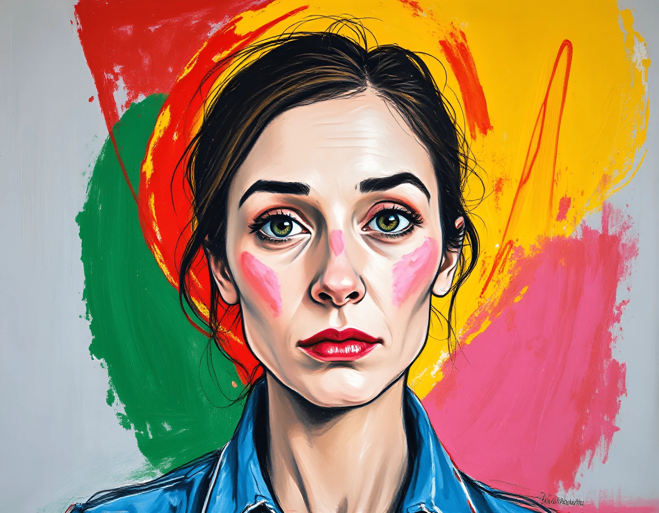 Portrait Of Woman With Colorful Abstract Background - Free Download ...