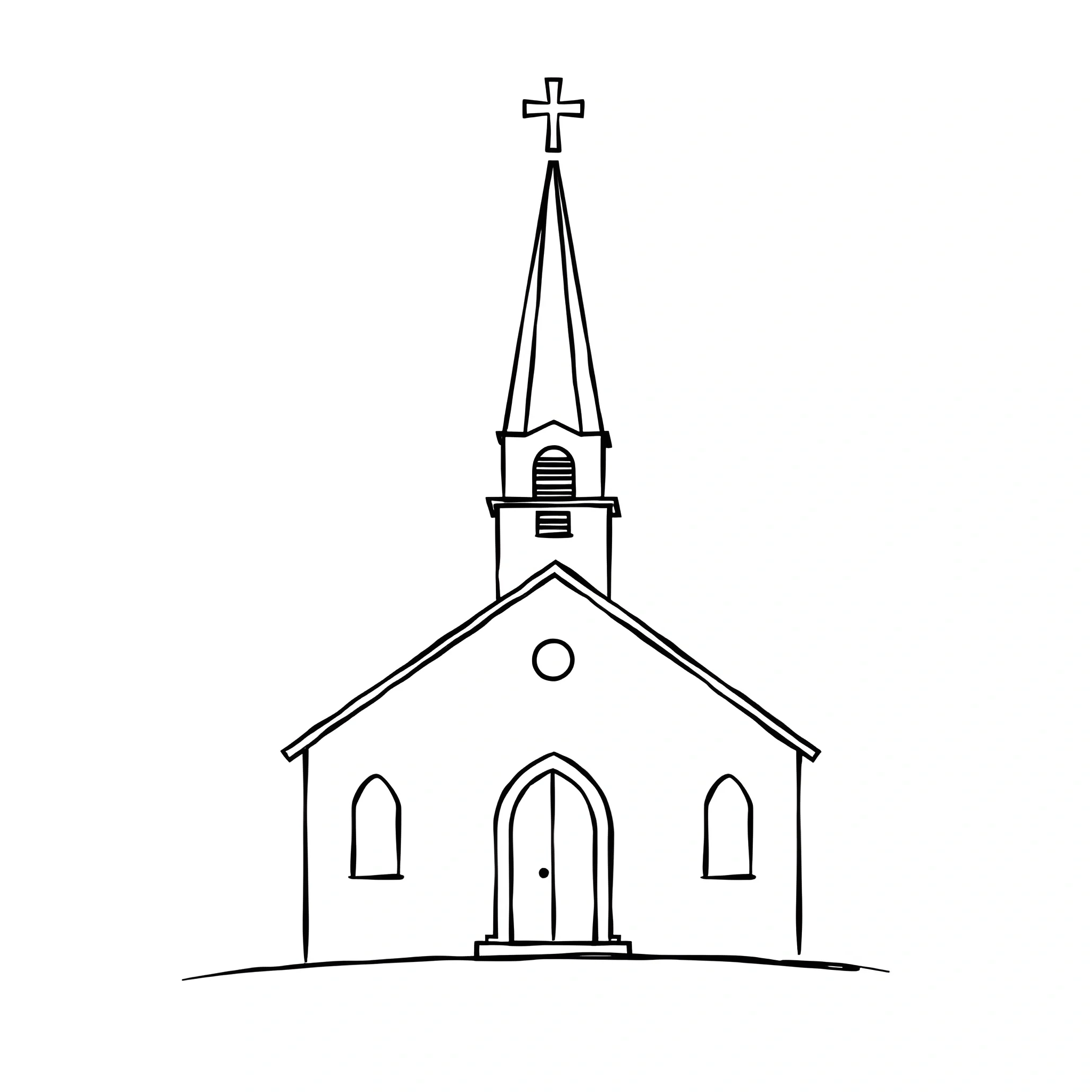 Line Drawing of Traditional Church Building - Free Download - AI Scribbles