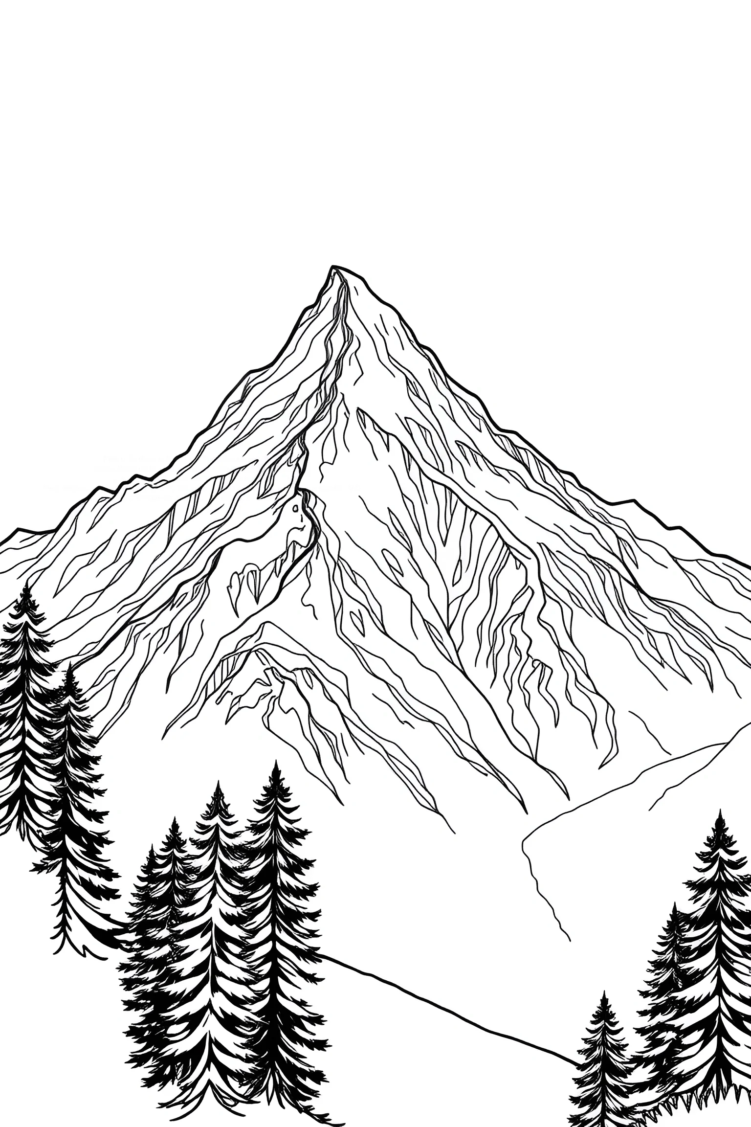 Black and White Mountain Landscape Illustration - Free Download - AI ...
