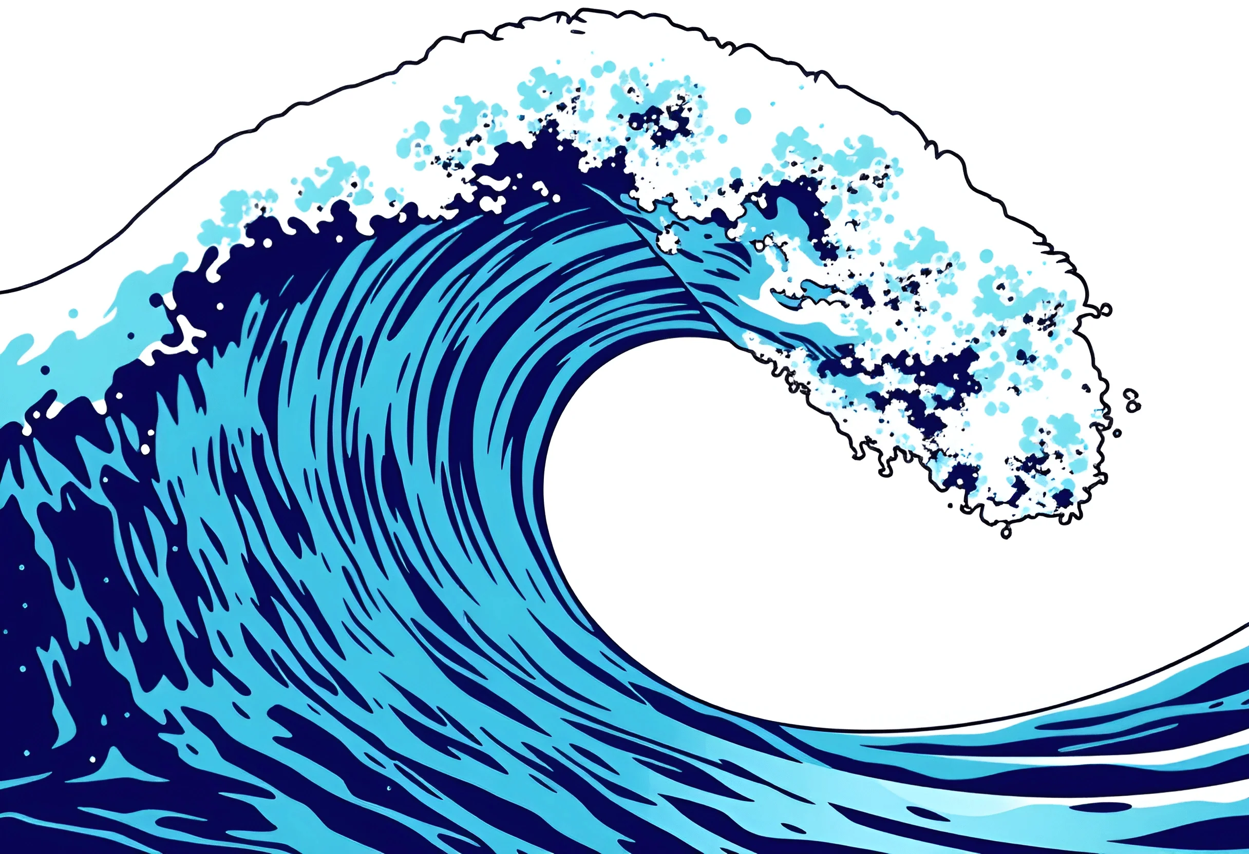 Wave Free Vector Illustration of a Large Ocean Wave - Free Download - AI Scribbles