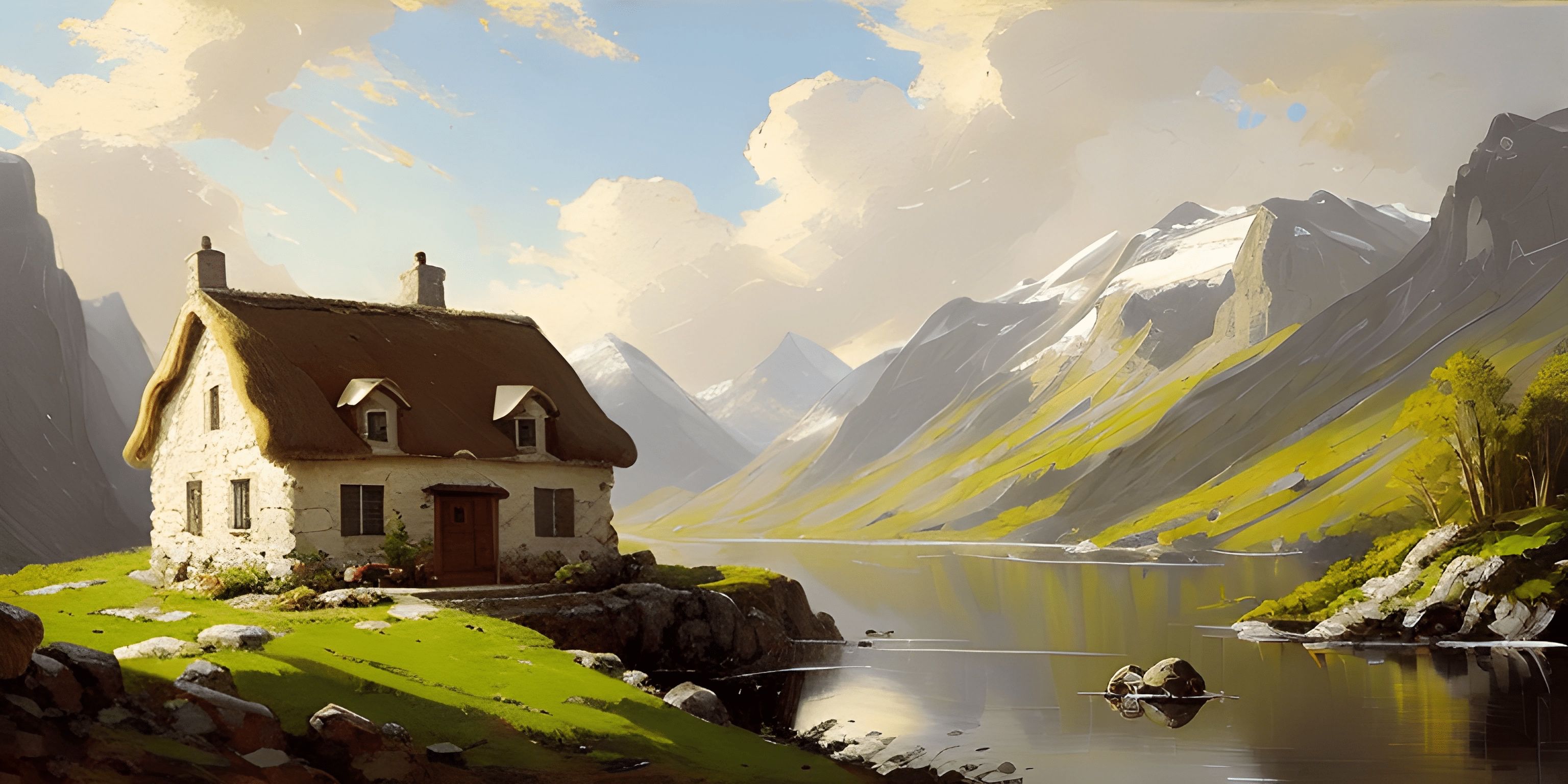 Cozy Cottage by the Mountain River - Free Download - AI Scribbles