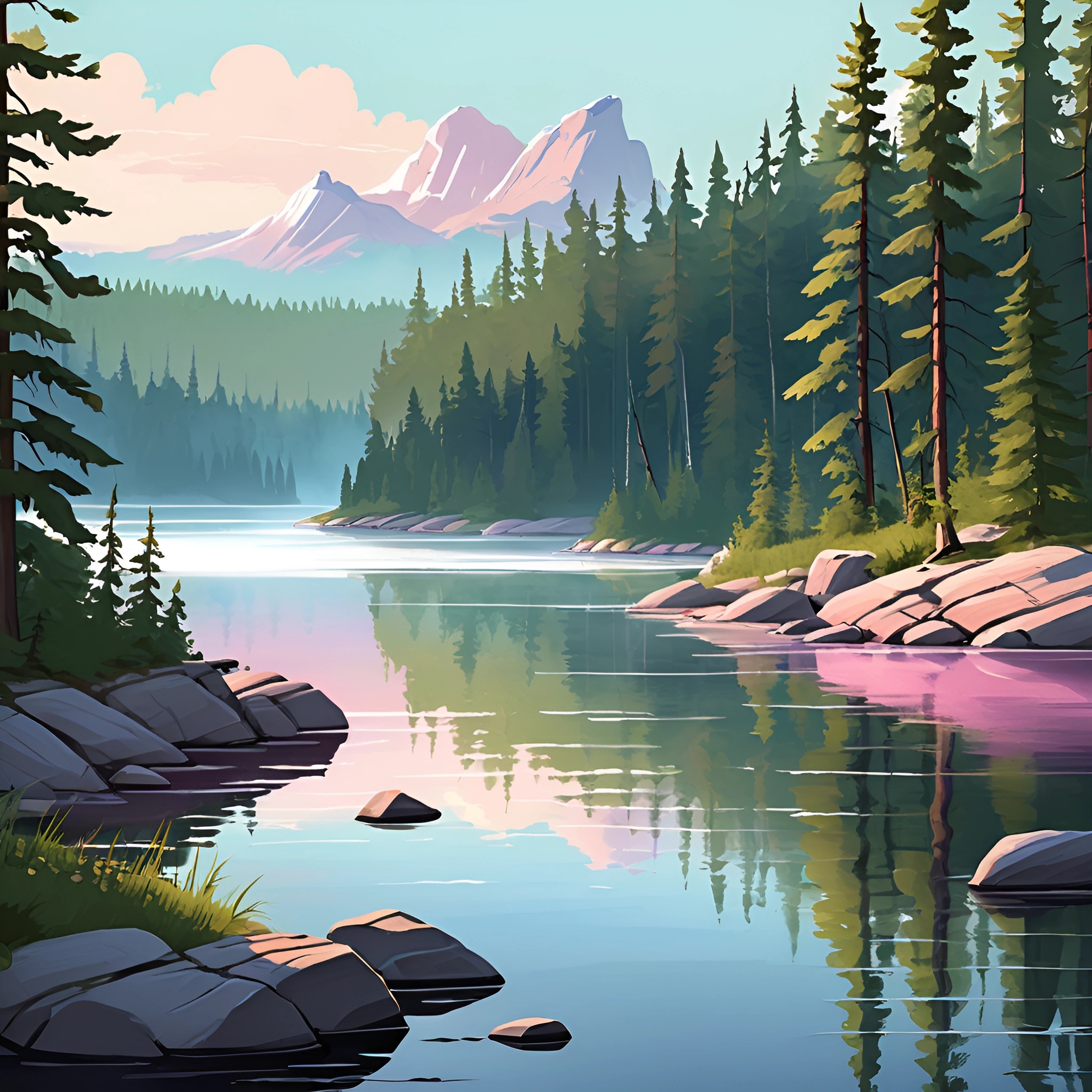 Serene Mountain Lake Landscape - Free Download - AI Scribbles