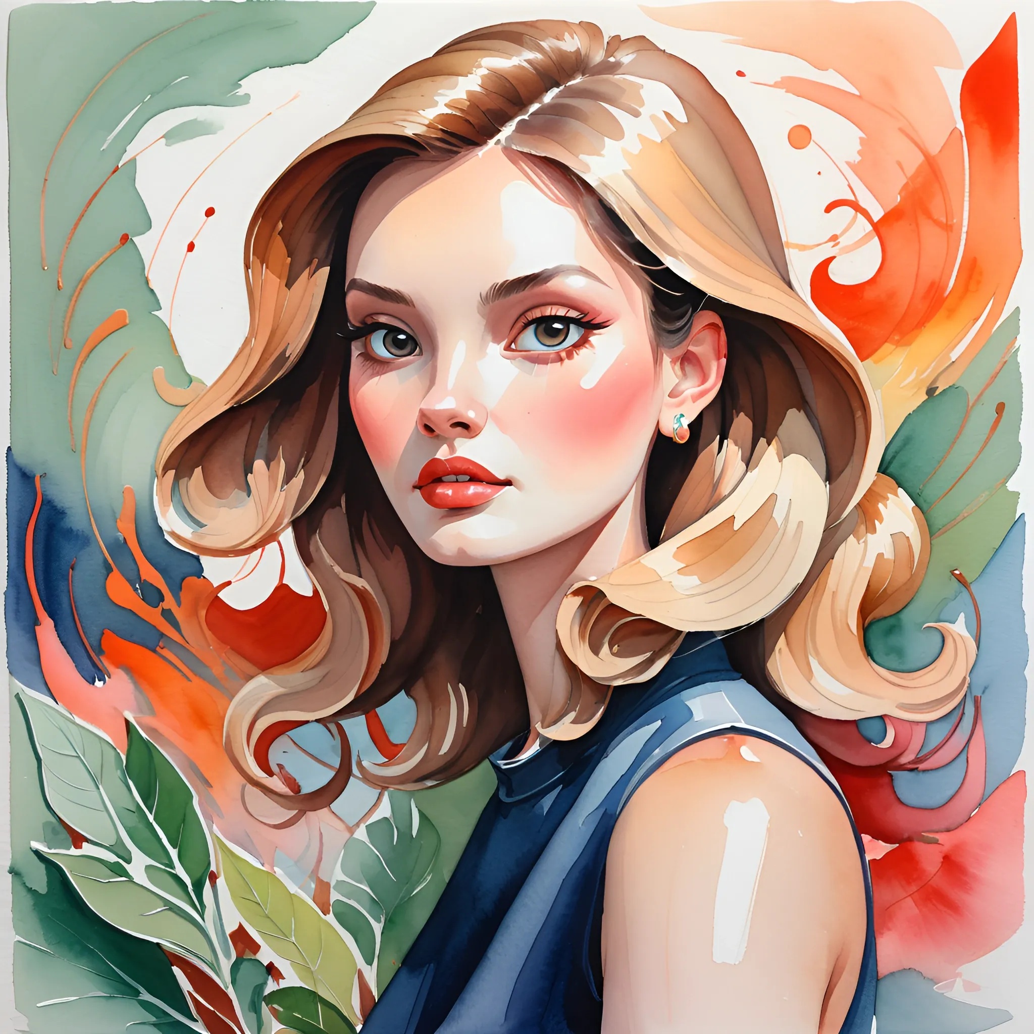 Portrait of Woman in Watercolor - Free Download - AI Scribbles