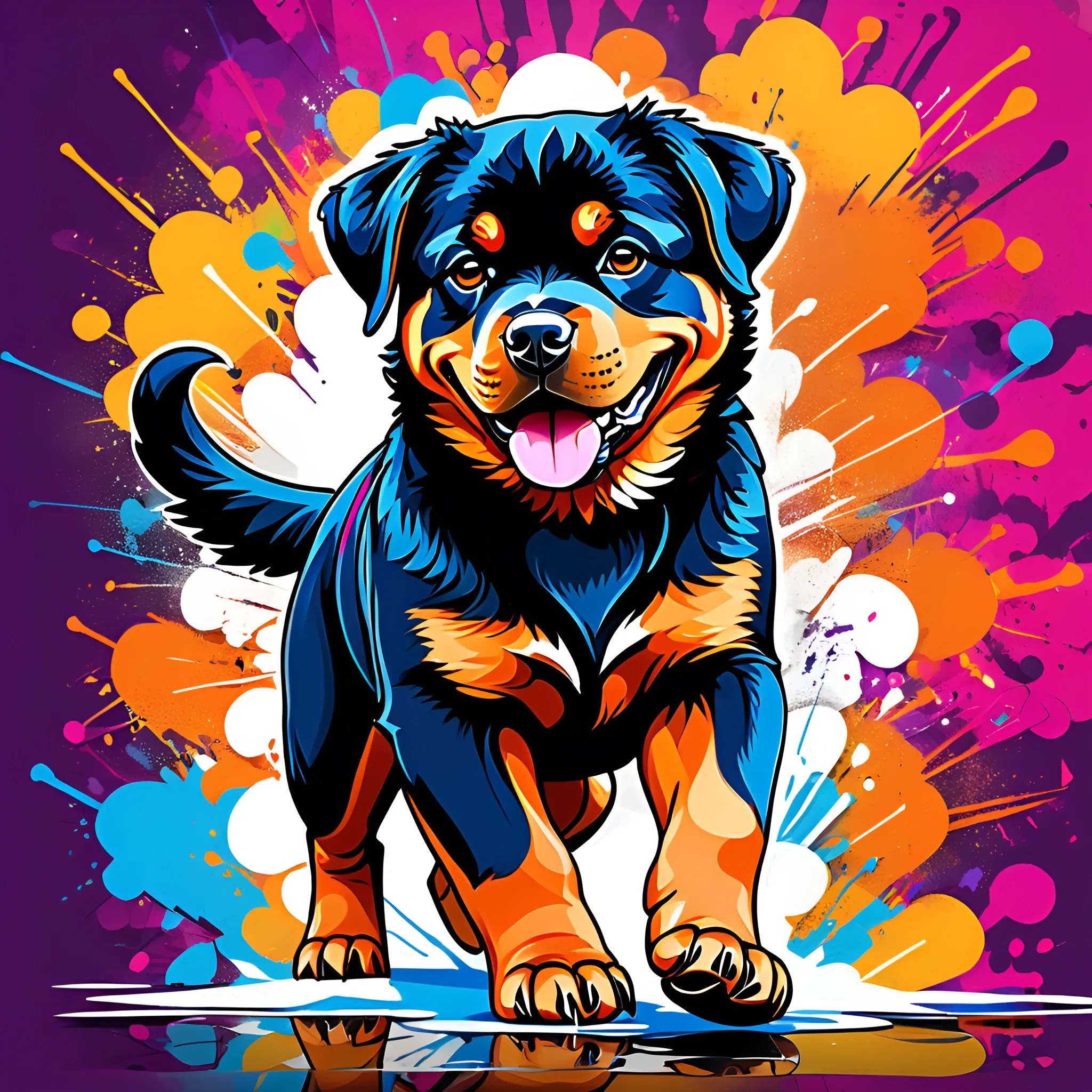 Colorful Rottweiler Illustration with Abstract Background - Free ...