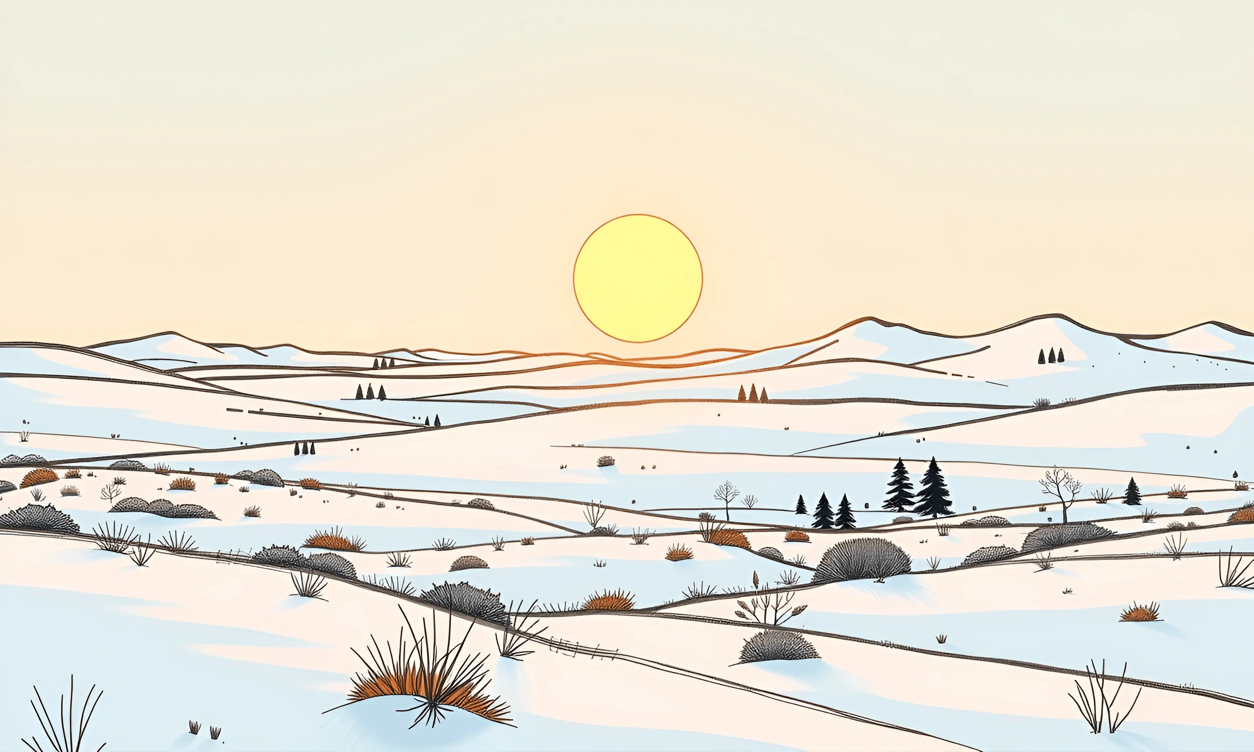 Minimalist Winter Landscape - Free Download - AI Scribbles