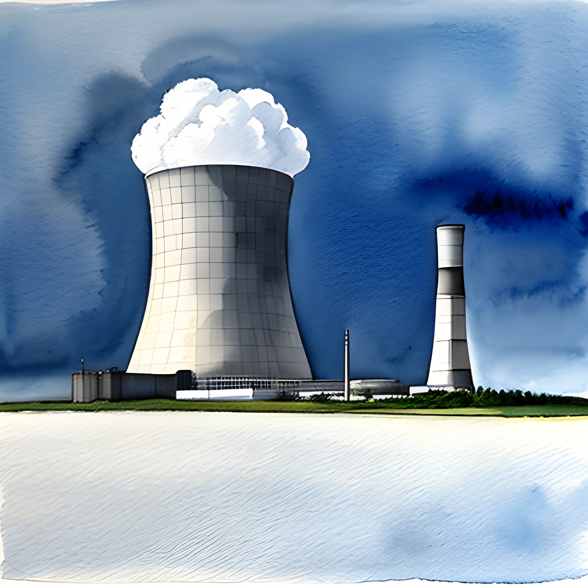 cartoon of a nuclear power plant with smoke coming out of it