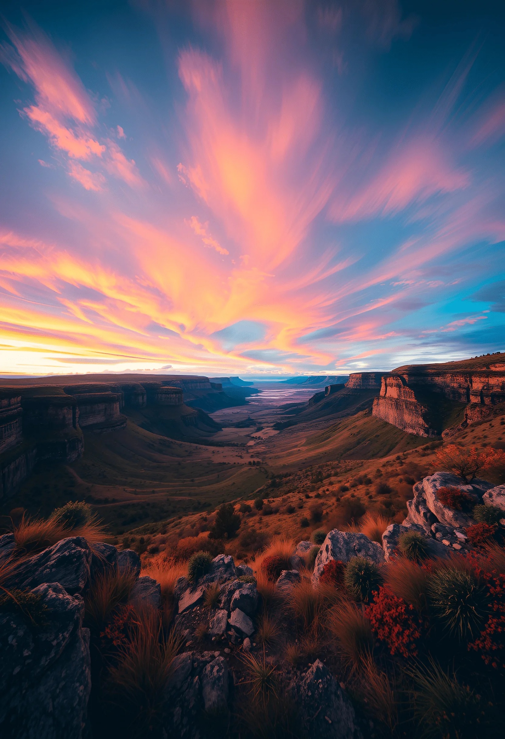 Sunset Over Expansive Canyon Landscape - Free Download - AI Scribbles
