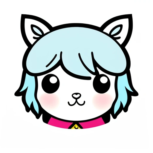 a cartoon cat with blue hair and a pink collar