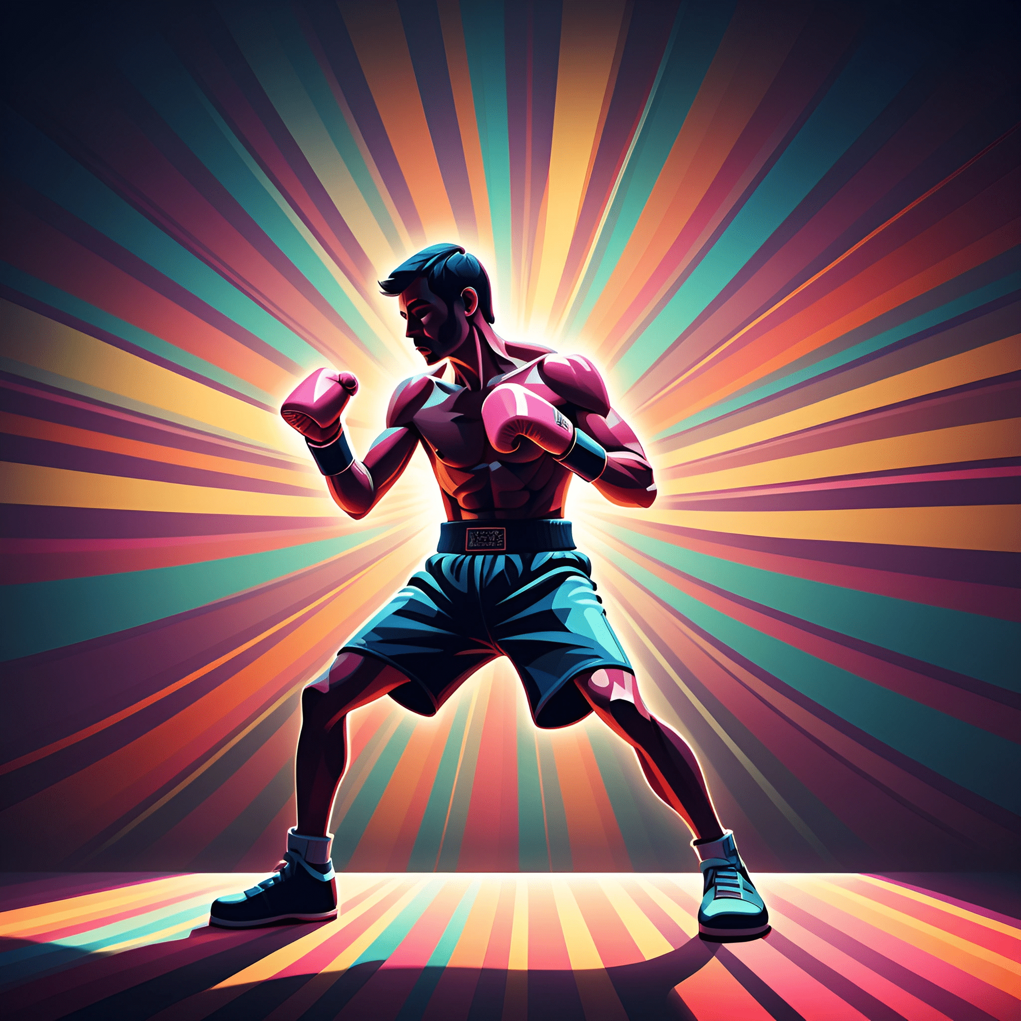 brightly colored illustration of a boxer in a stance with his fists raised