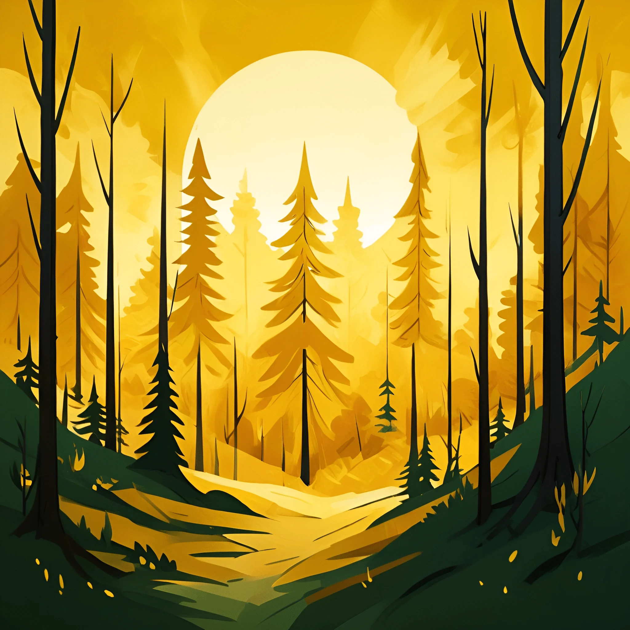 Golden Forest Landscape - Free Download - AI Scribbles