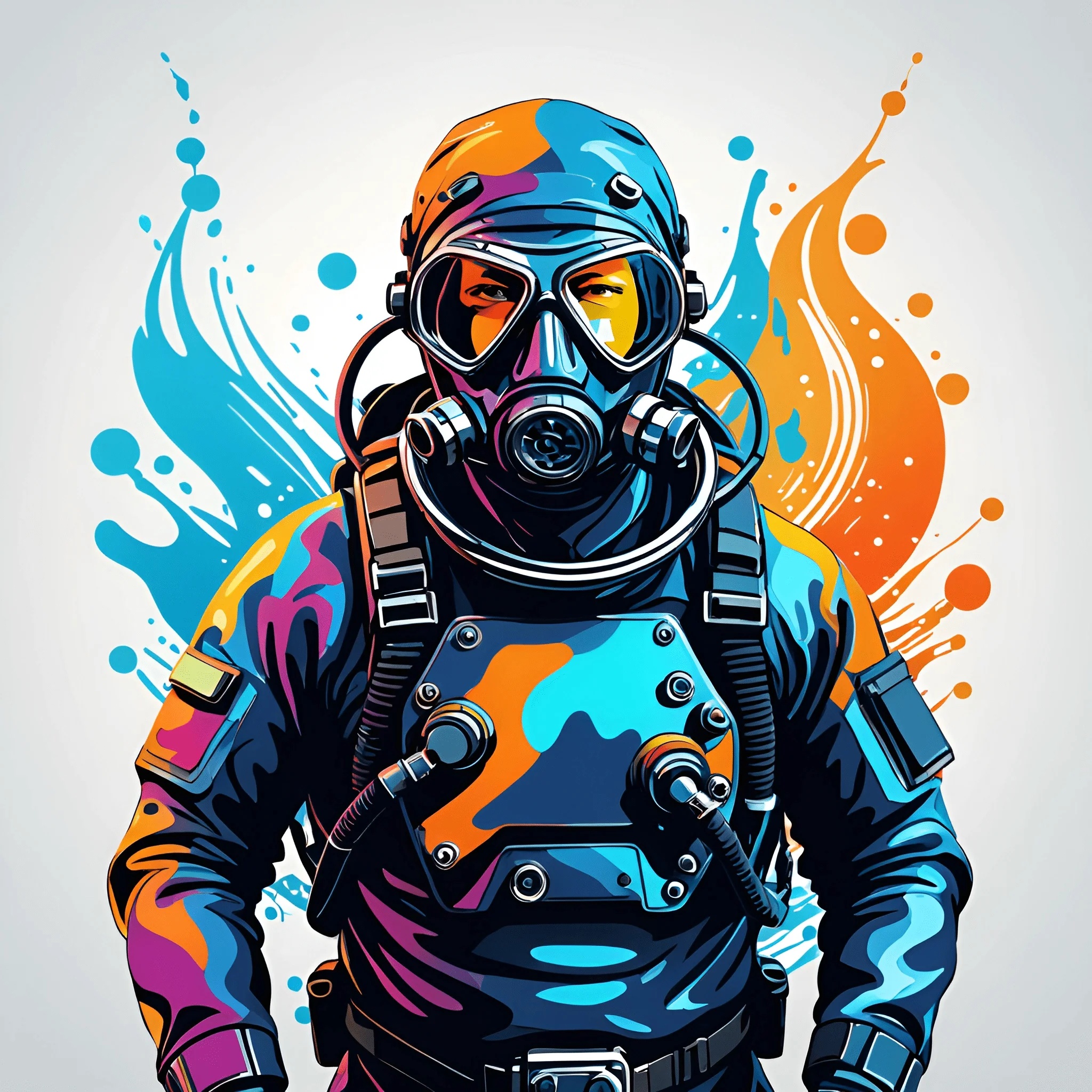 Colorful Diver Illustration - Free Download - AI Scribbles